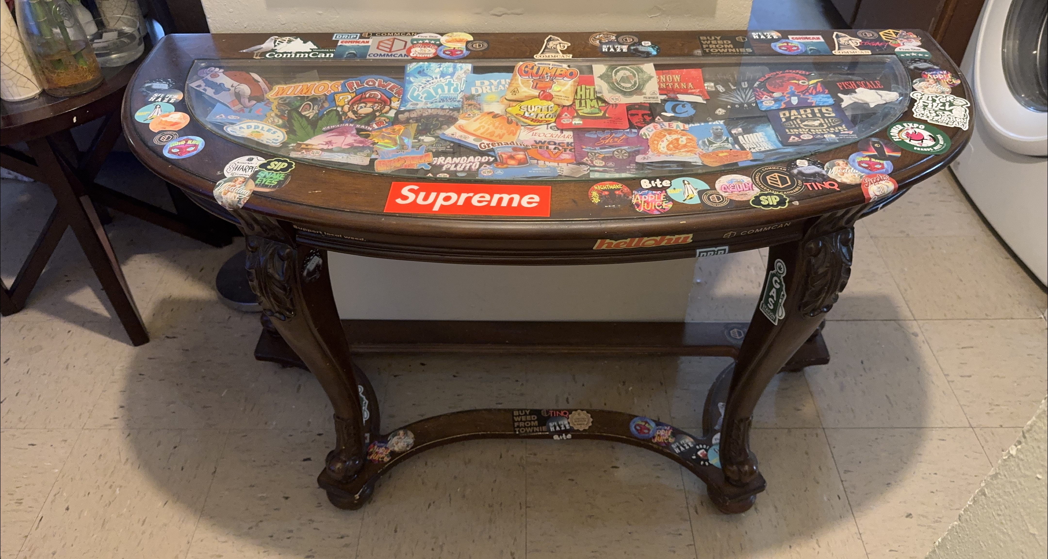 Supreme Sticker Covered Half-Moon Table thumbnail