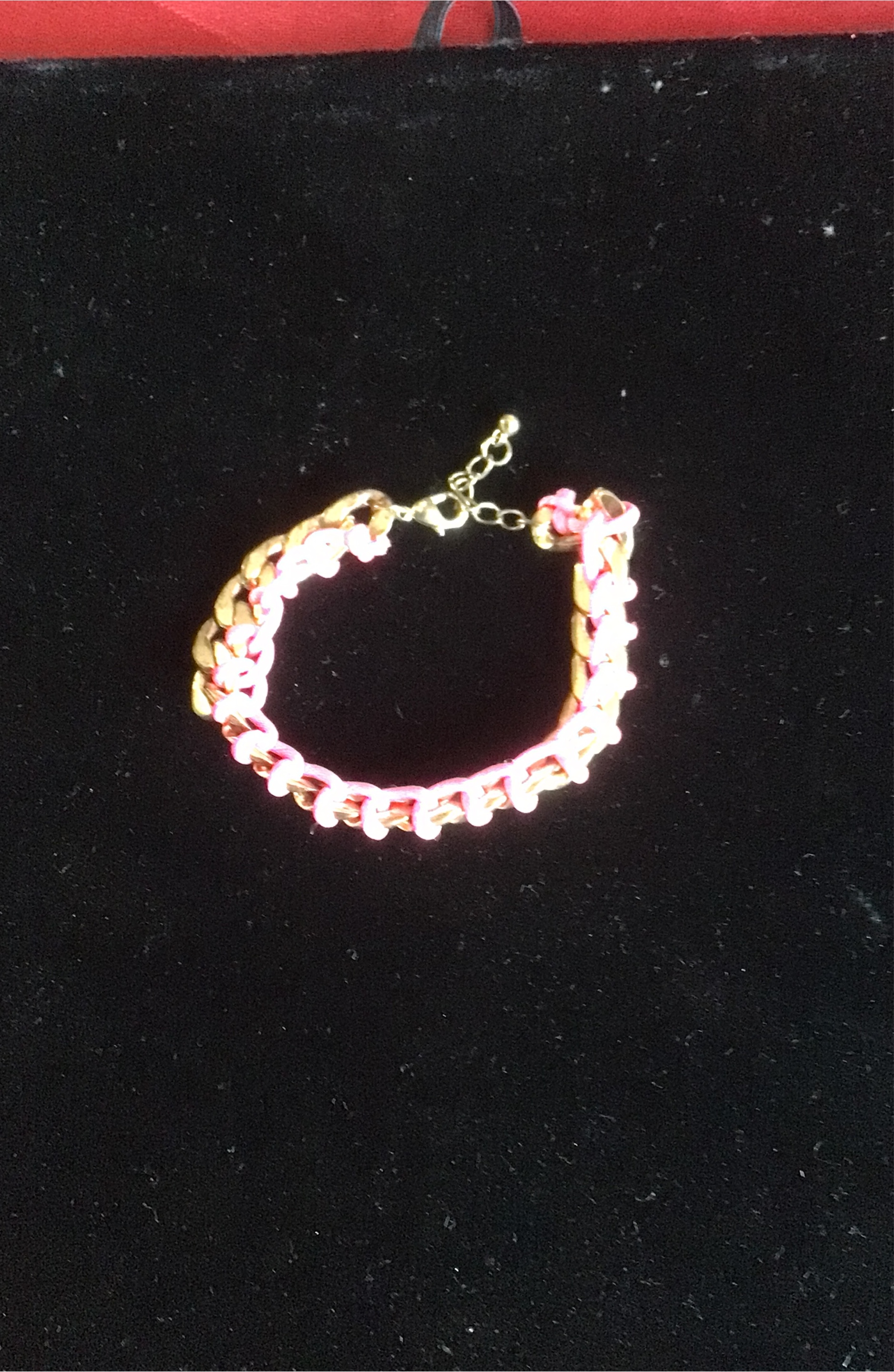 Gold & Pink Braided Bracelet thumbnail
