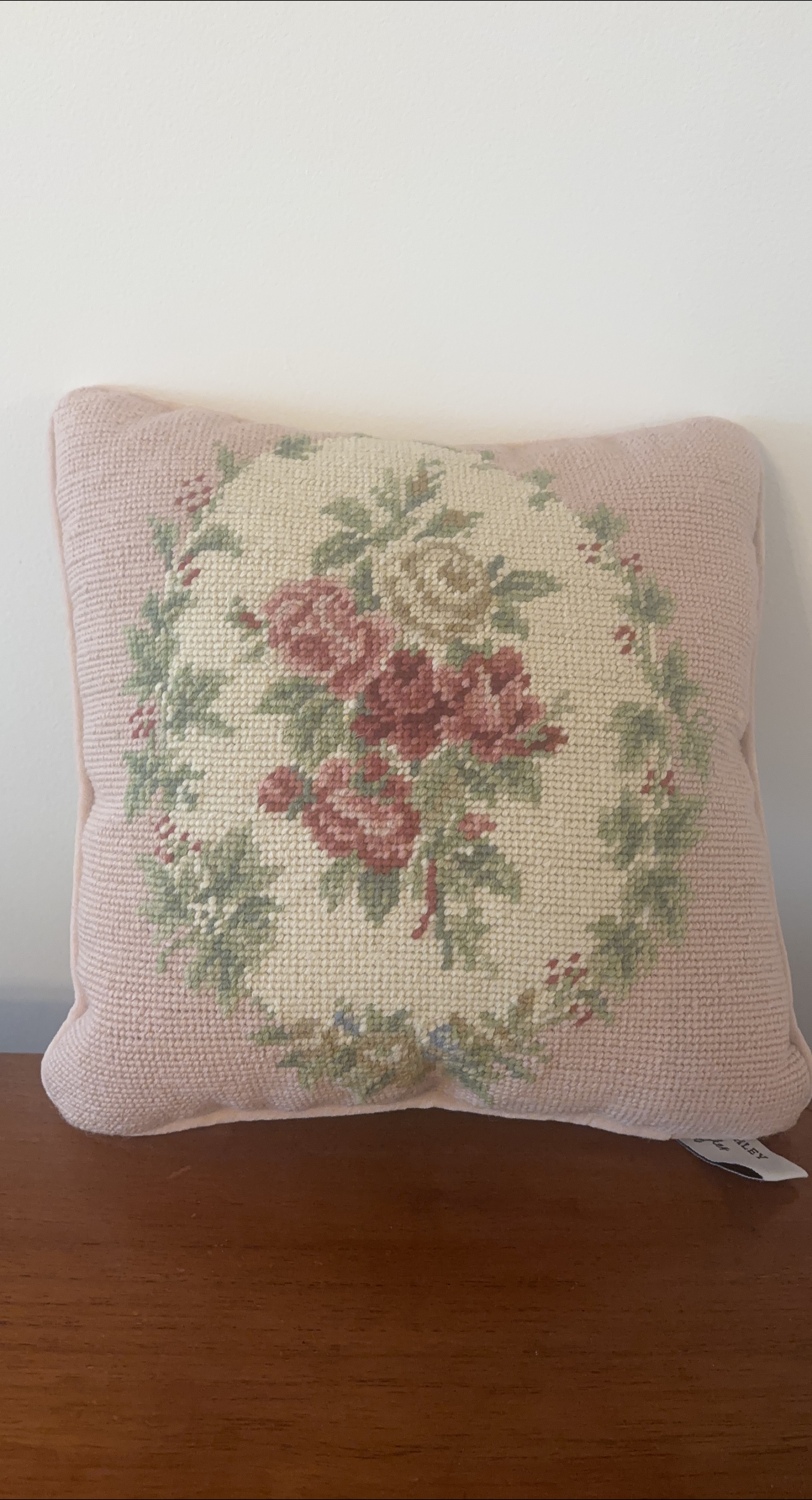 Laura Ashley Needle Point Floral Pillow thumbnail