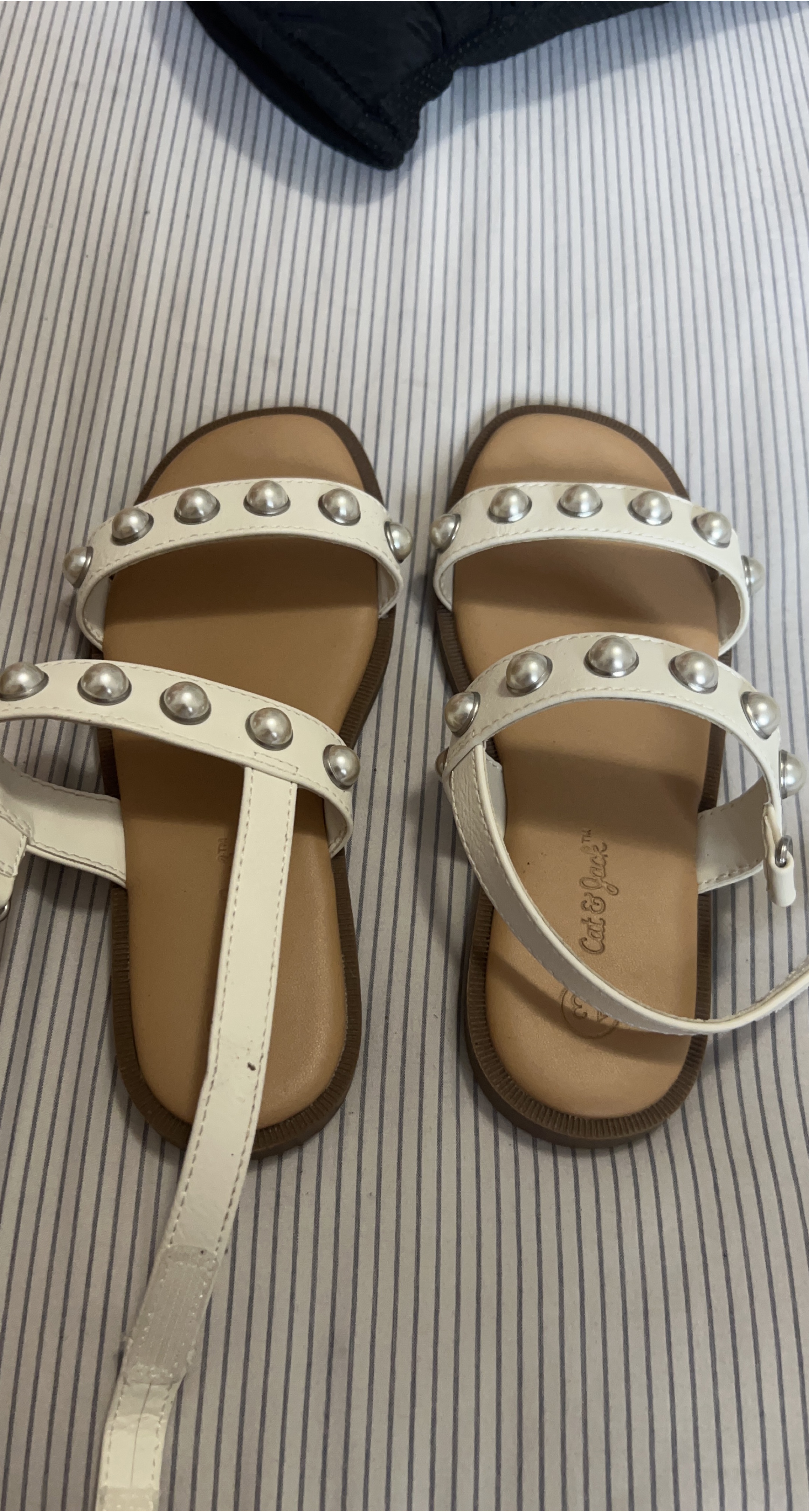 Cat & Jack White Sandals with Silver Studs thumbnail