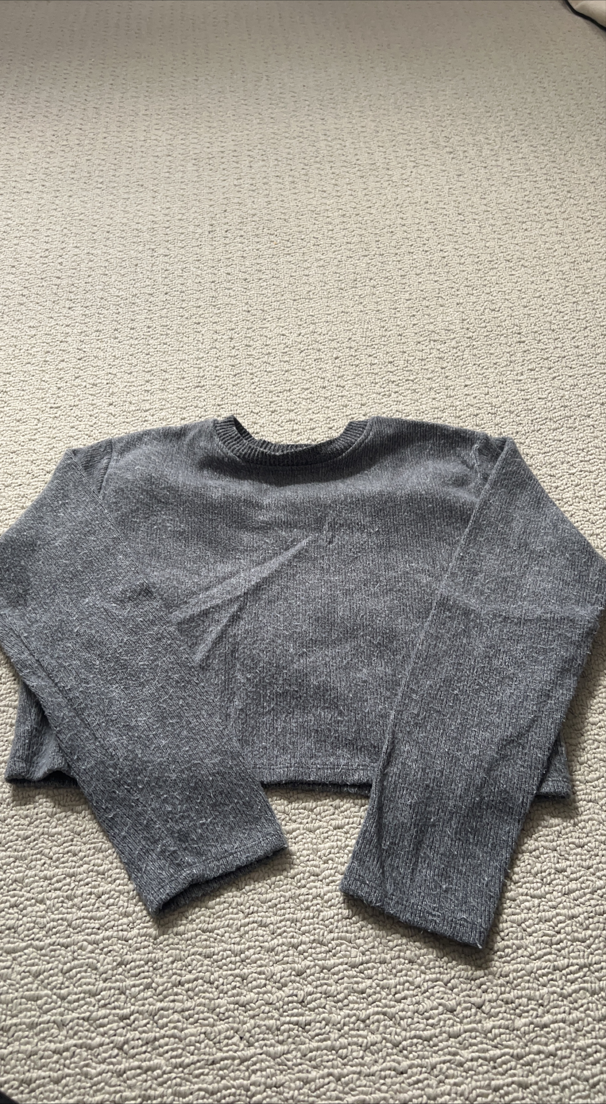 ZARA Grey Cropped Long Sleeve Top thumbnail