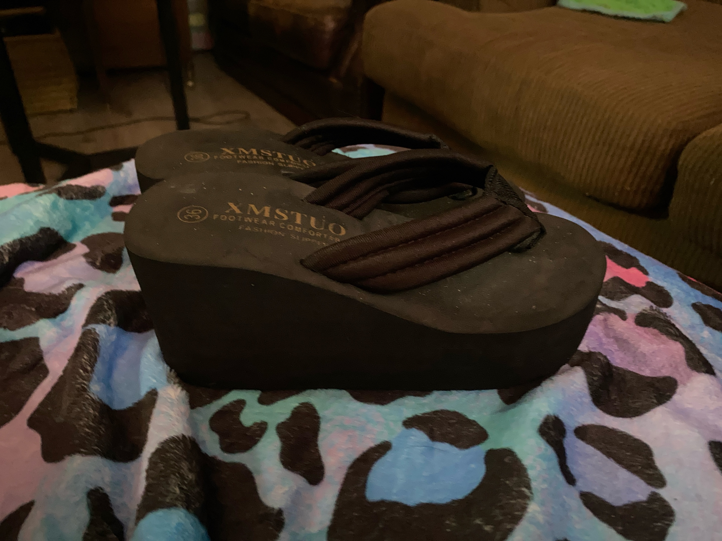 Black Platform Flip Flops - Size 36(6) thumbnail