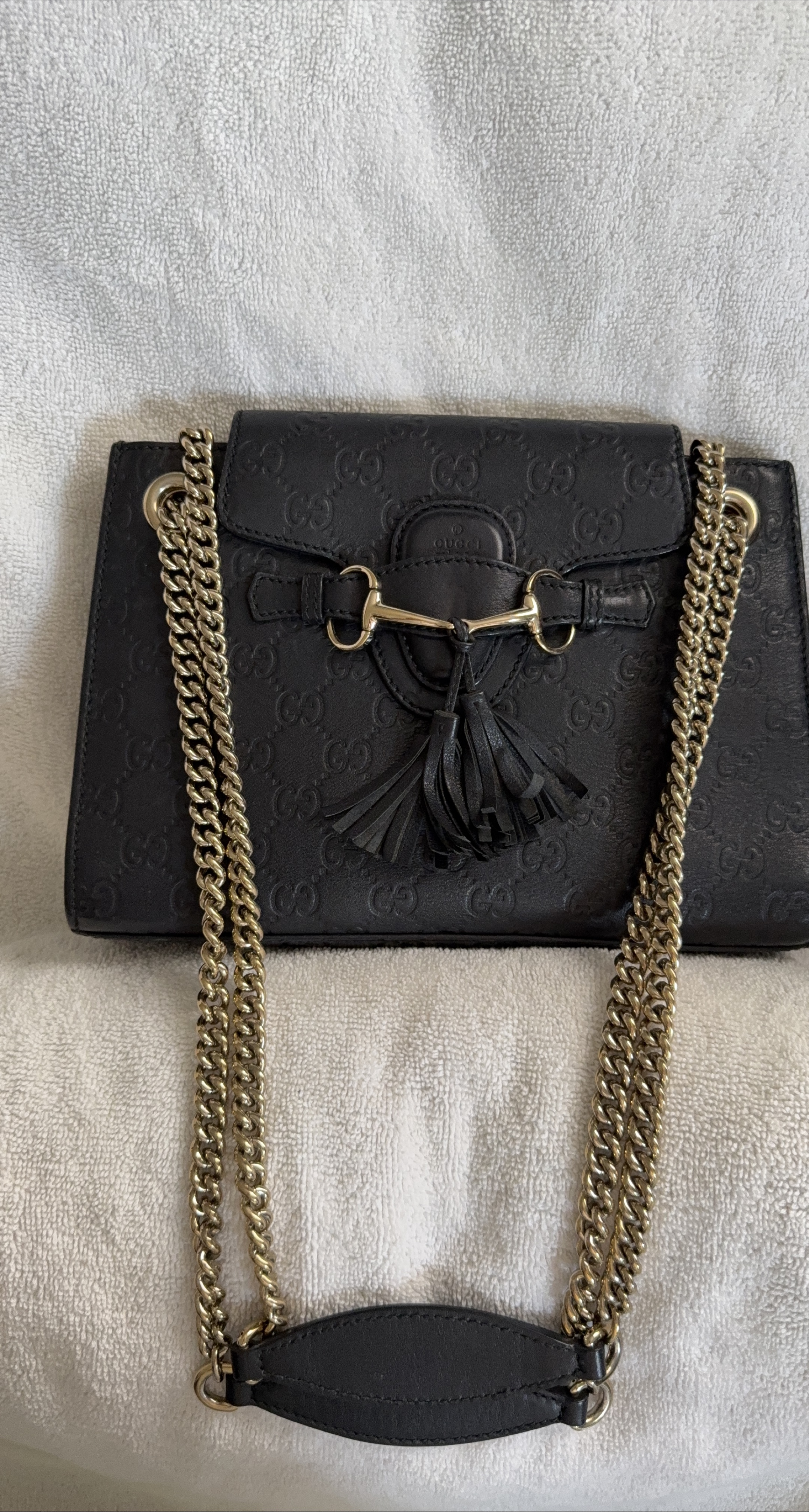Gucci Guccissima Horsebit Chain Bag - Black thumbnail