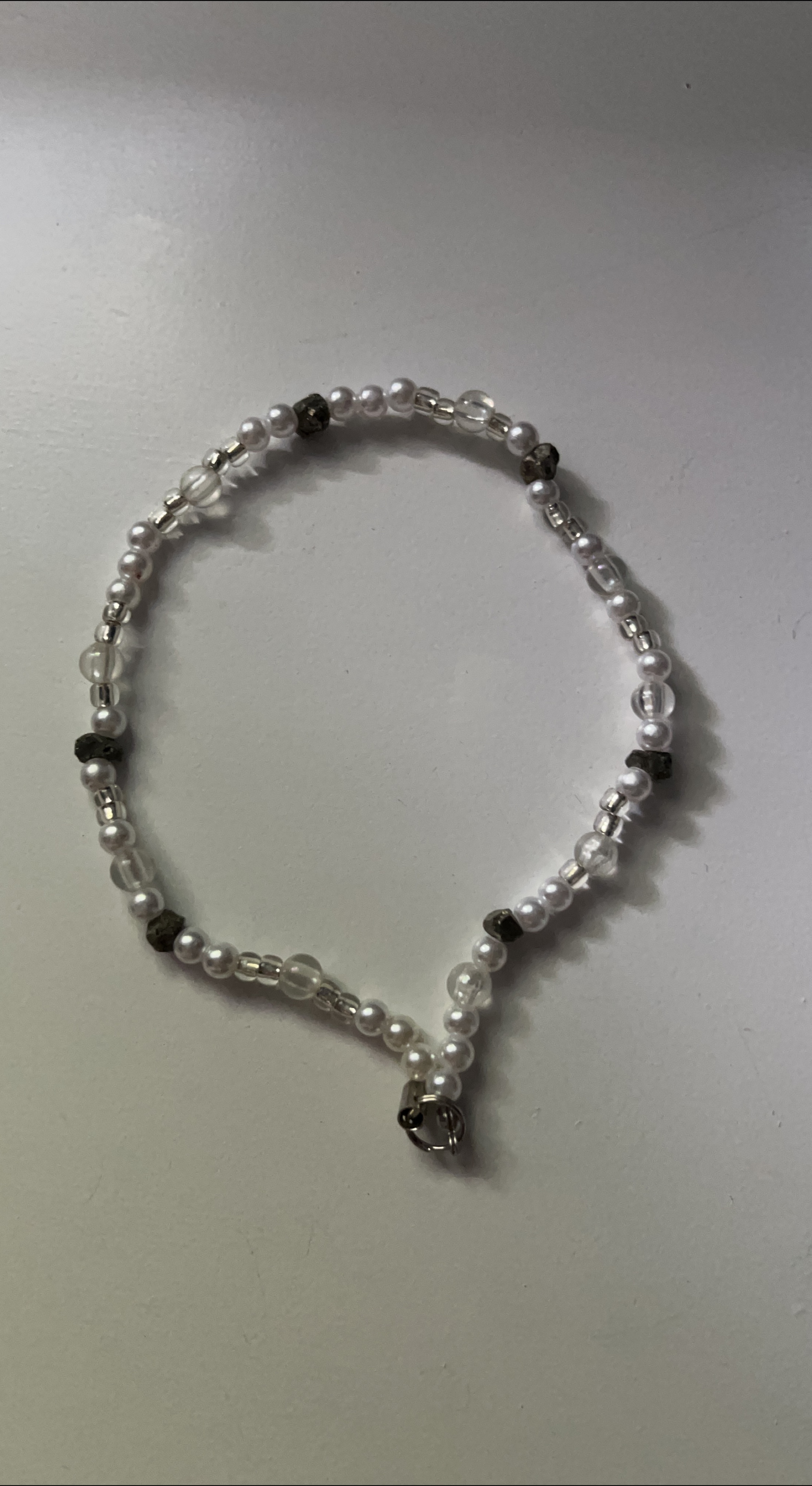 Beaded Necklace - Pearl, Clear, Grey thumbnail