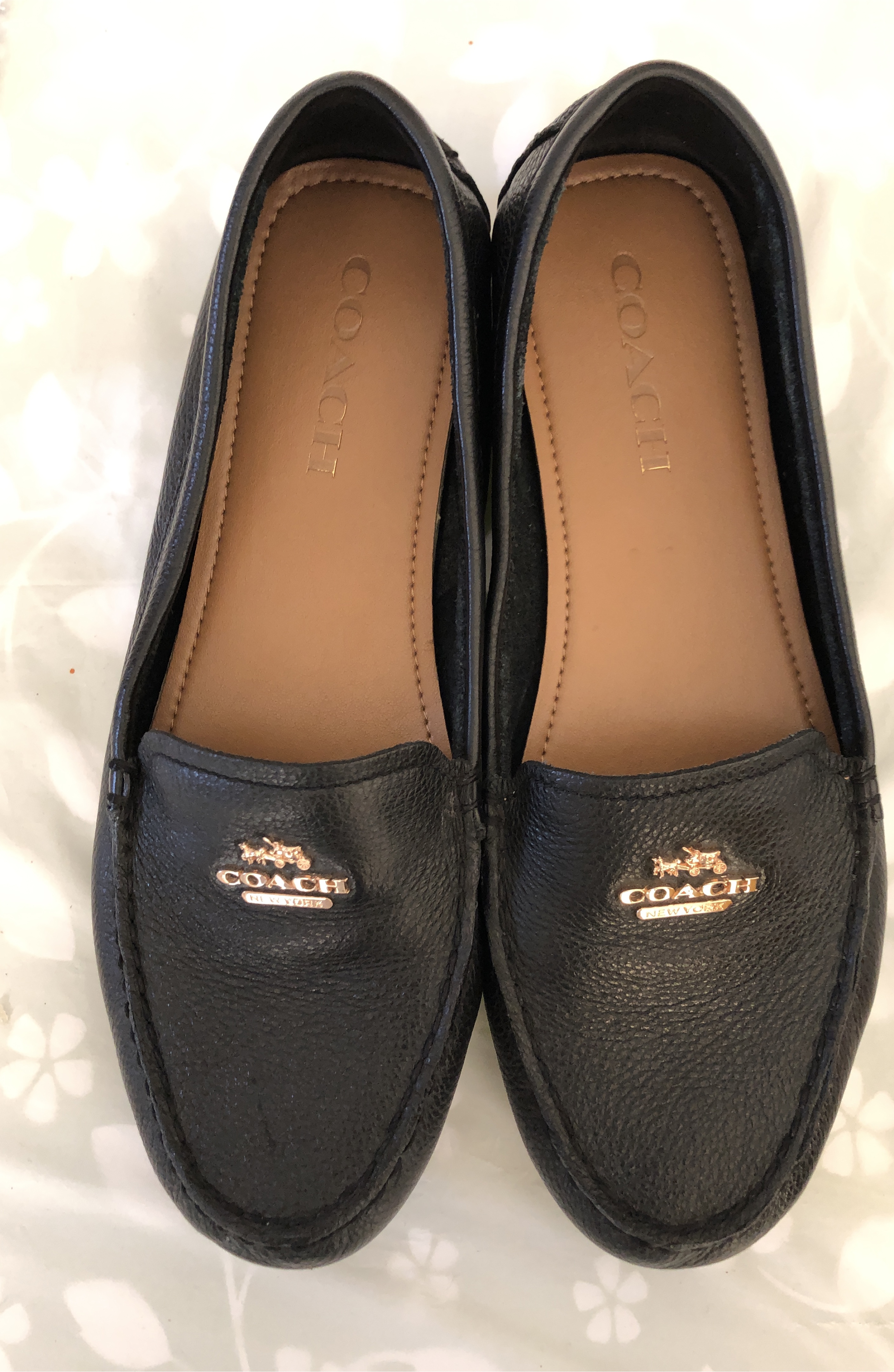 COACH Black Leather Loafers, Size 8B thumbnail