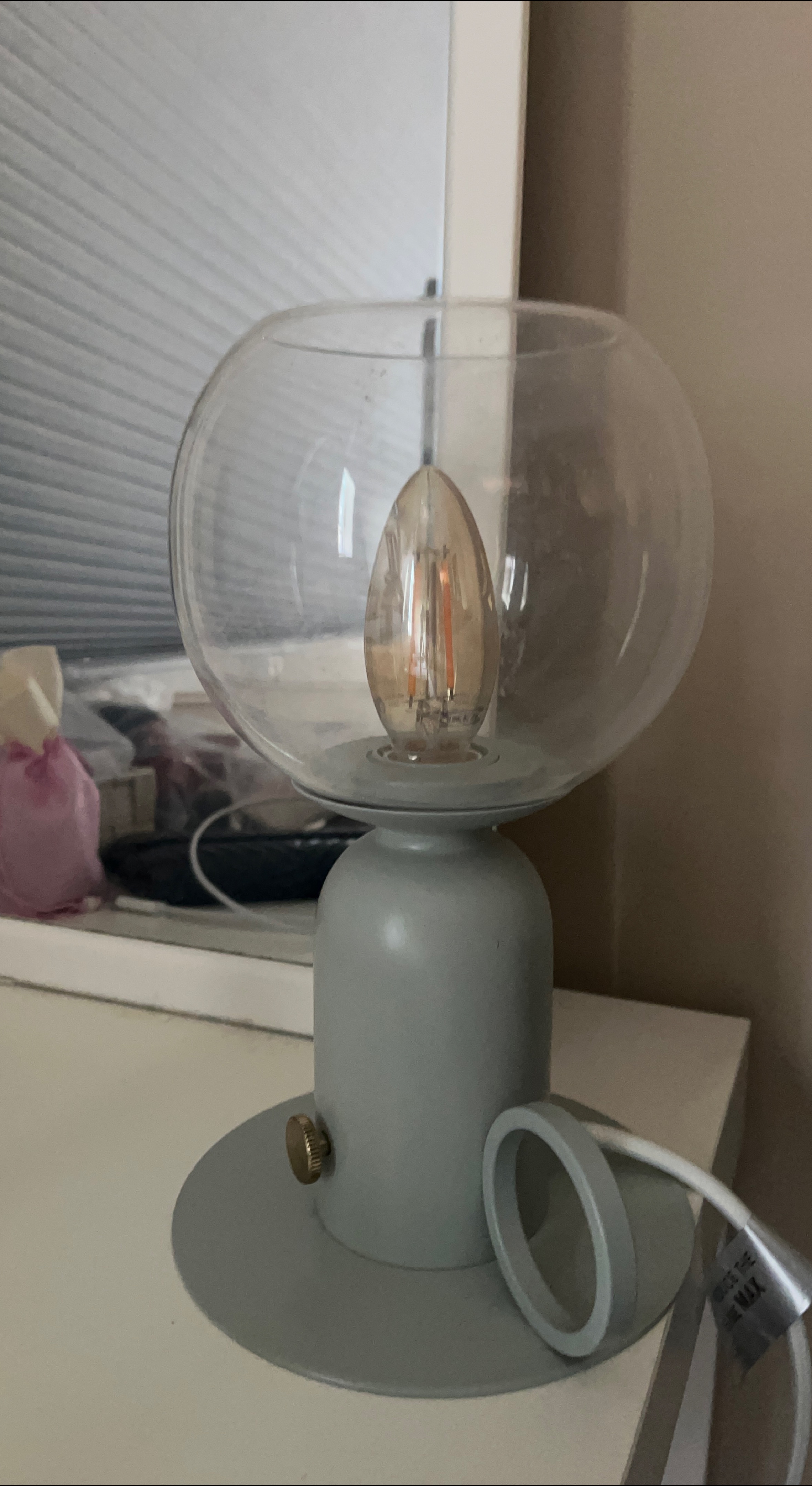 Grey Table Lamp with Glass Globe thumbnail