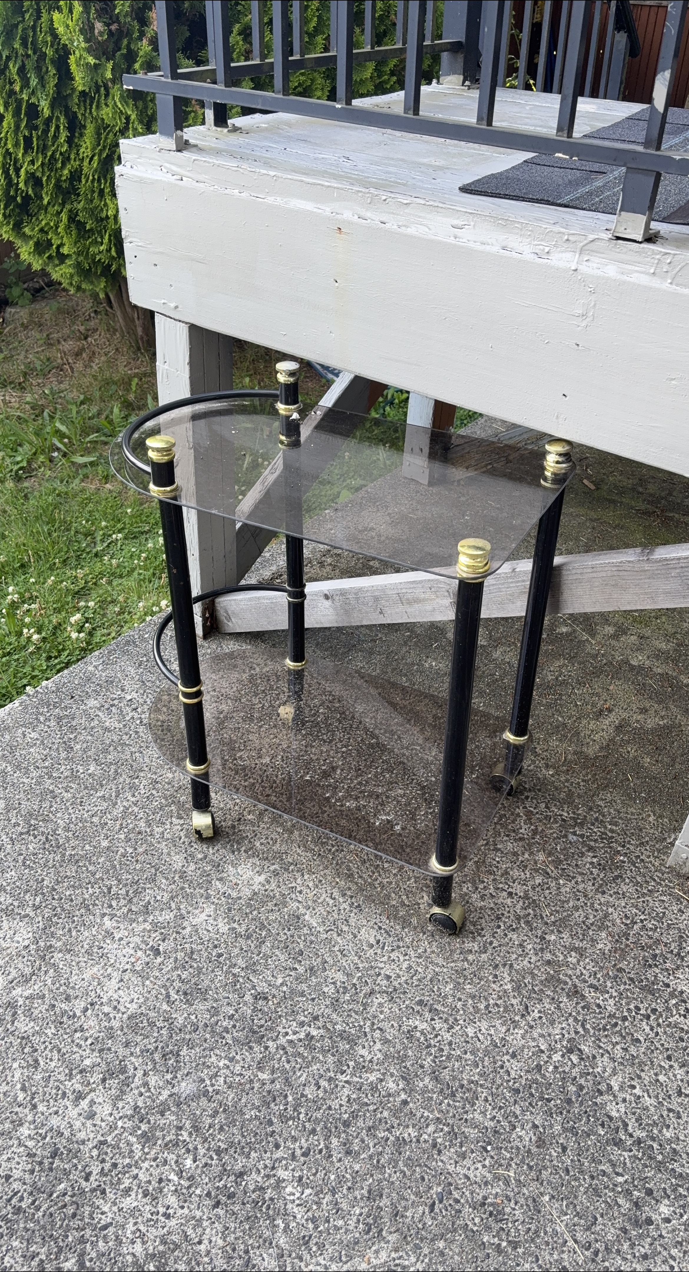 Glass & Metal Rolling Side Table thumbnail