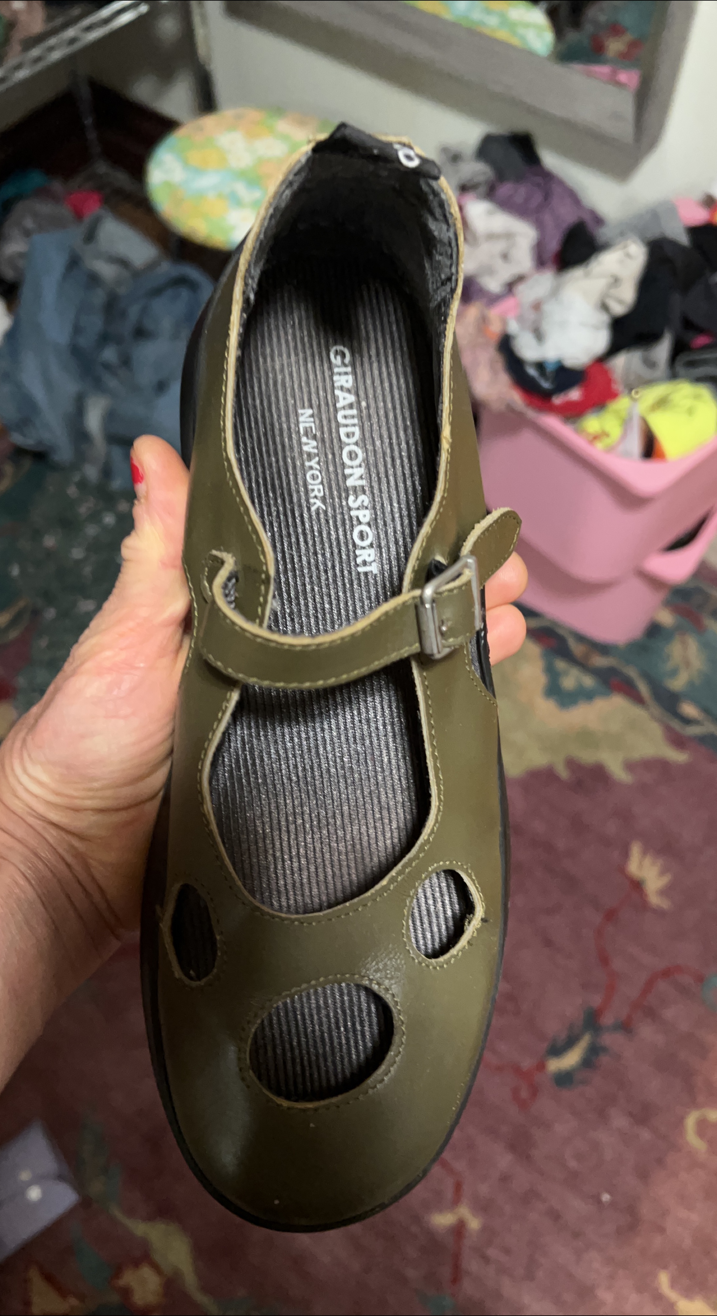Giraudon Sport New York Olive Green Mary Jane Shoes thumbnail