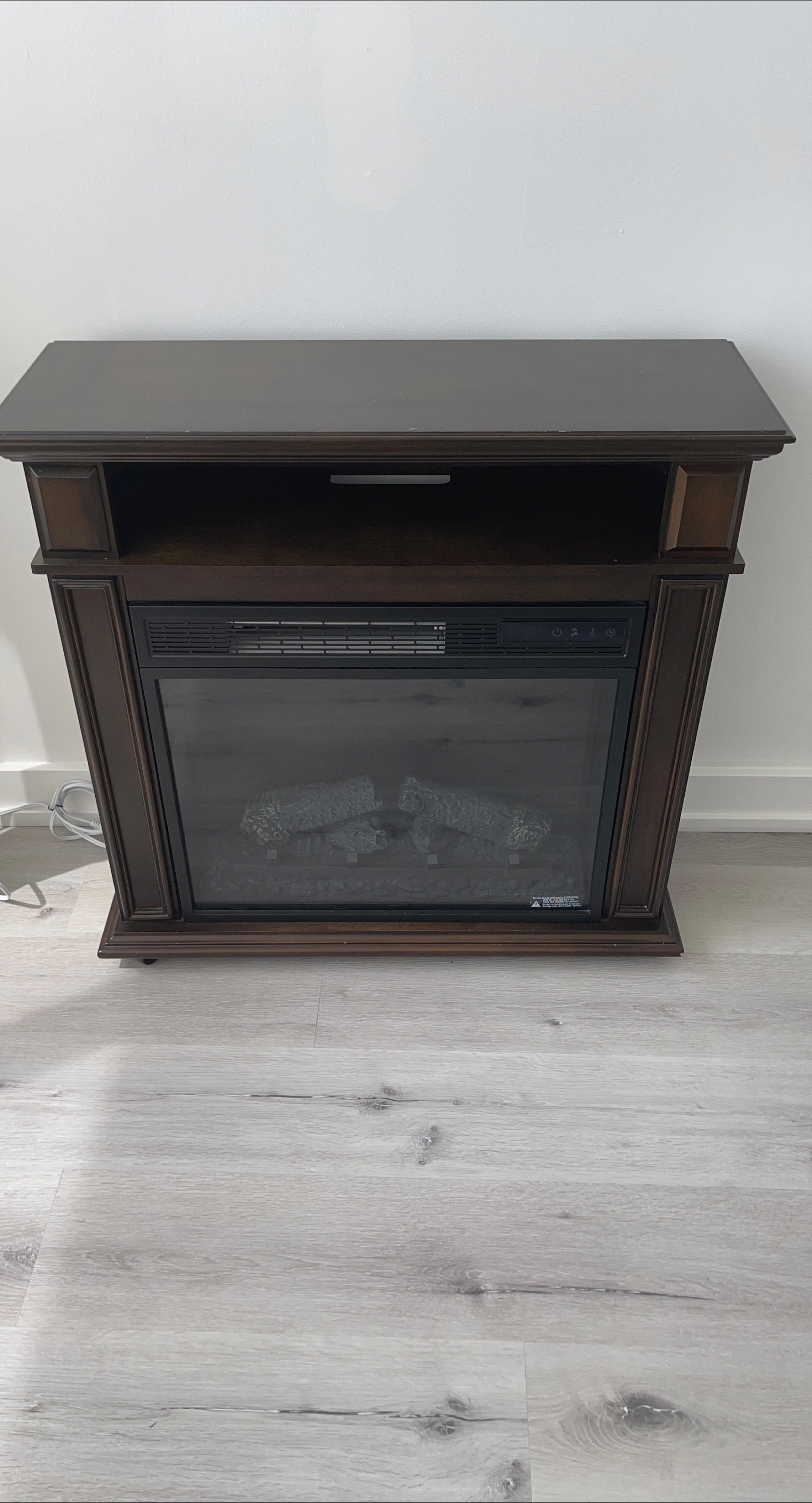Electric Fireplace with Wooden Mantel thumbnail