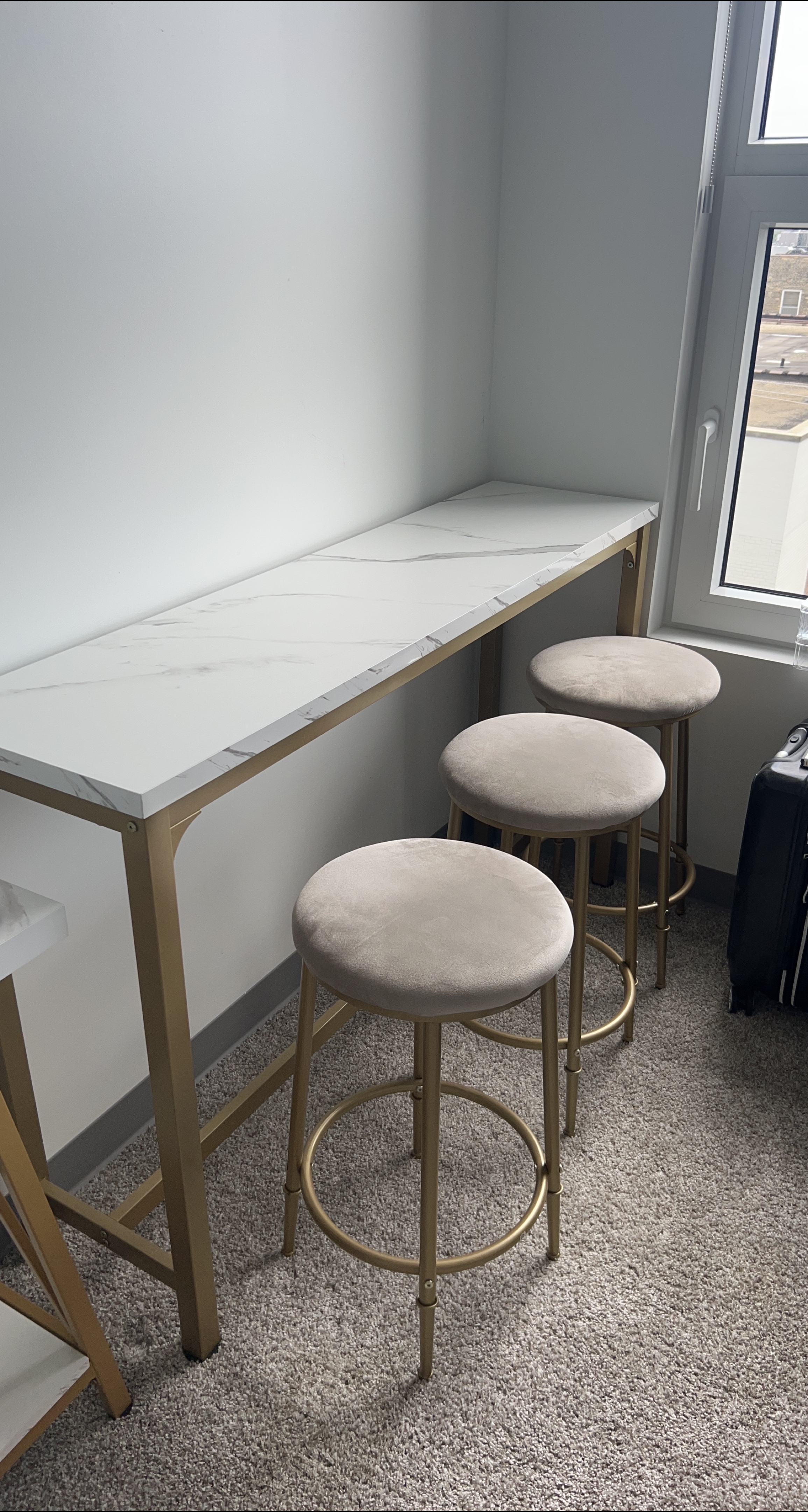 Bar Table with 3 Stools - White & Gold thumbnail