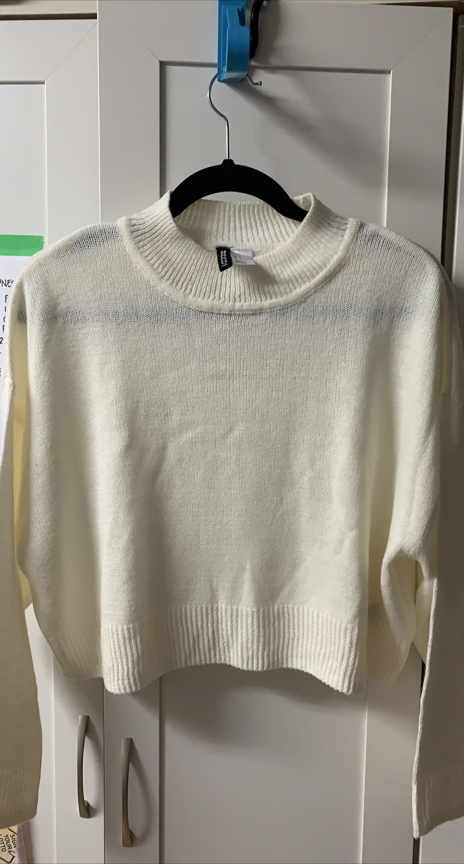 H&M Cream Cropped Knit Sweater thumbnail