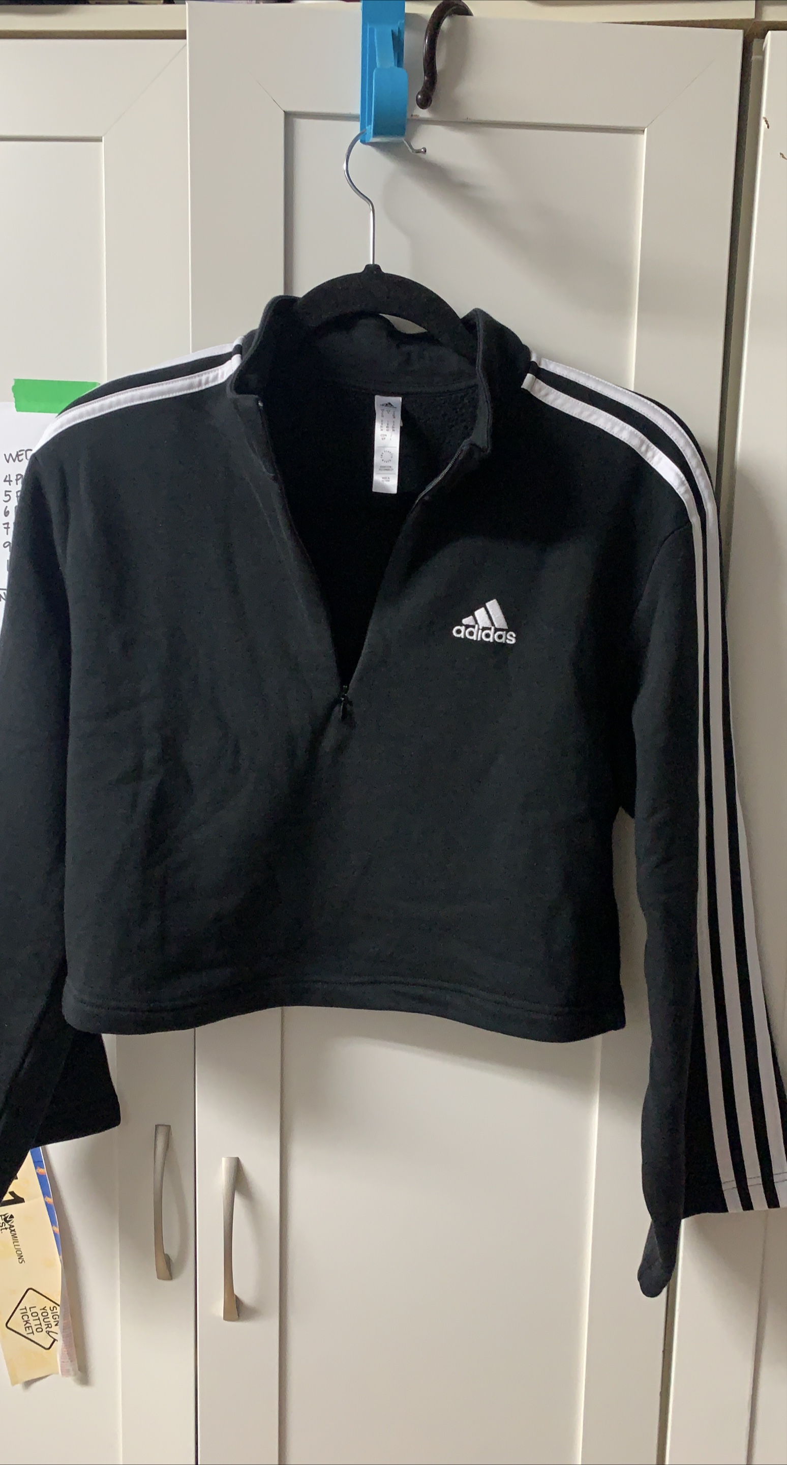 Adidas Black 3-Stripe Quarter-Zip Pullover thumbnail