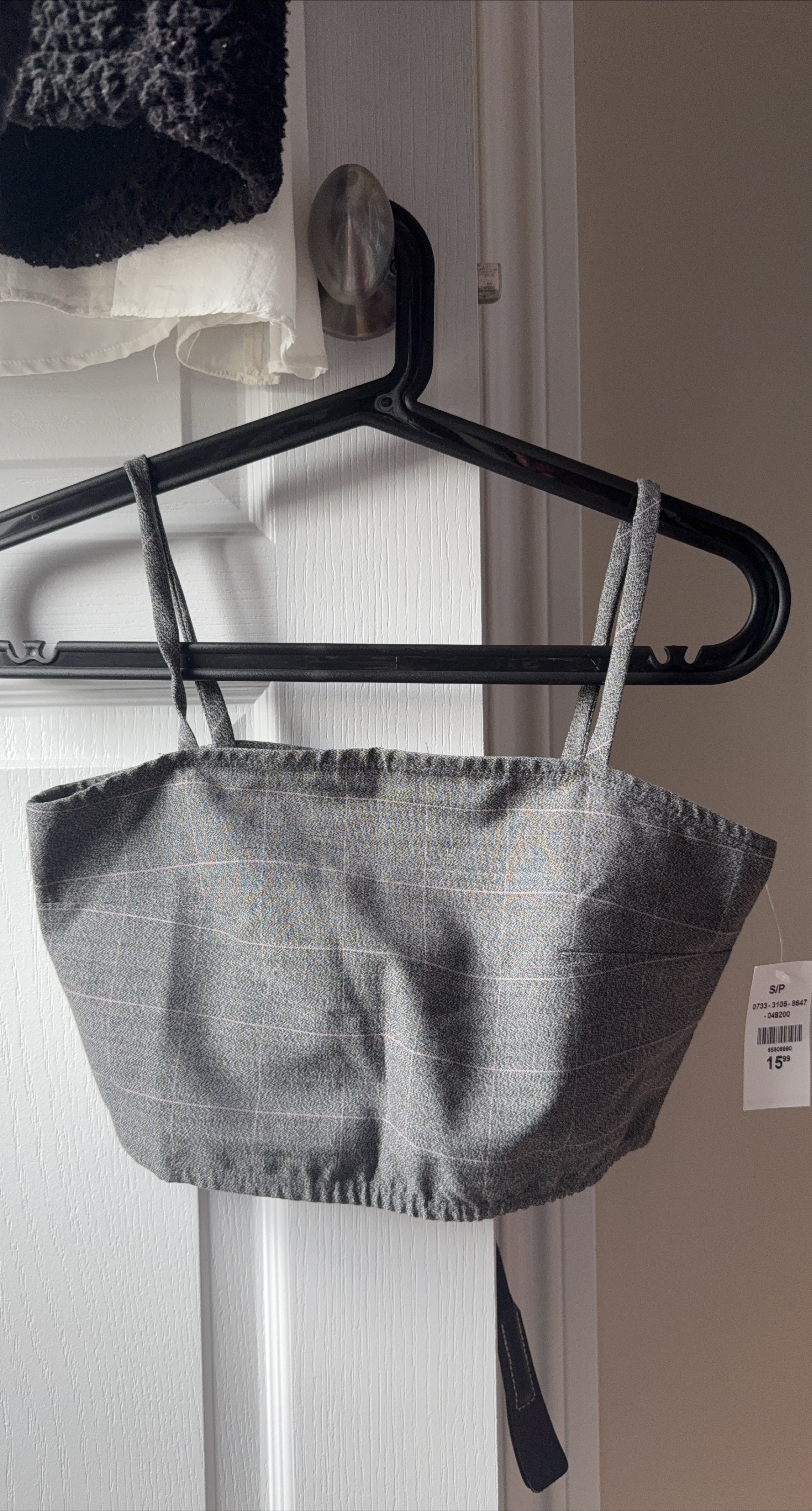 New Grey Plaid Crop Top - Size S/P thumbnail