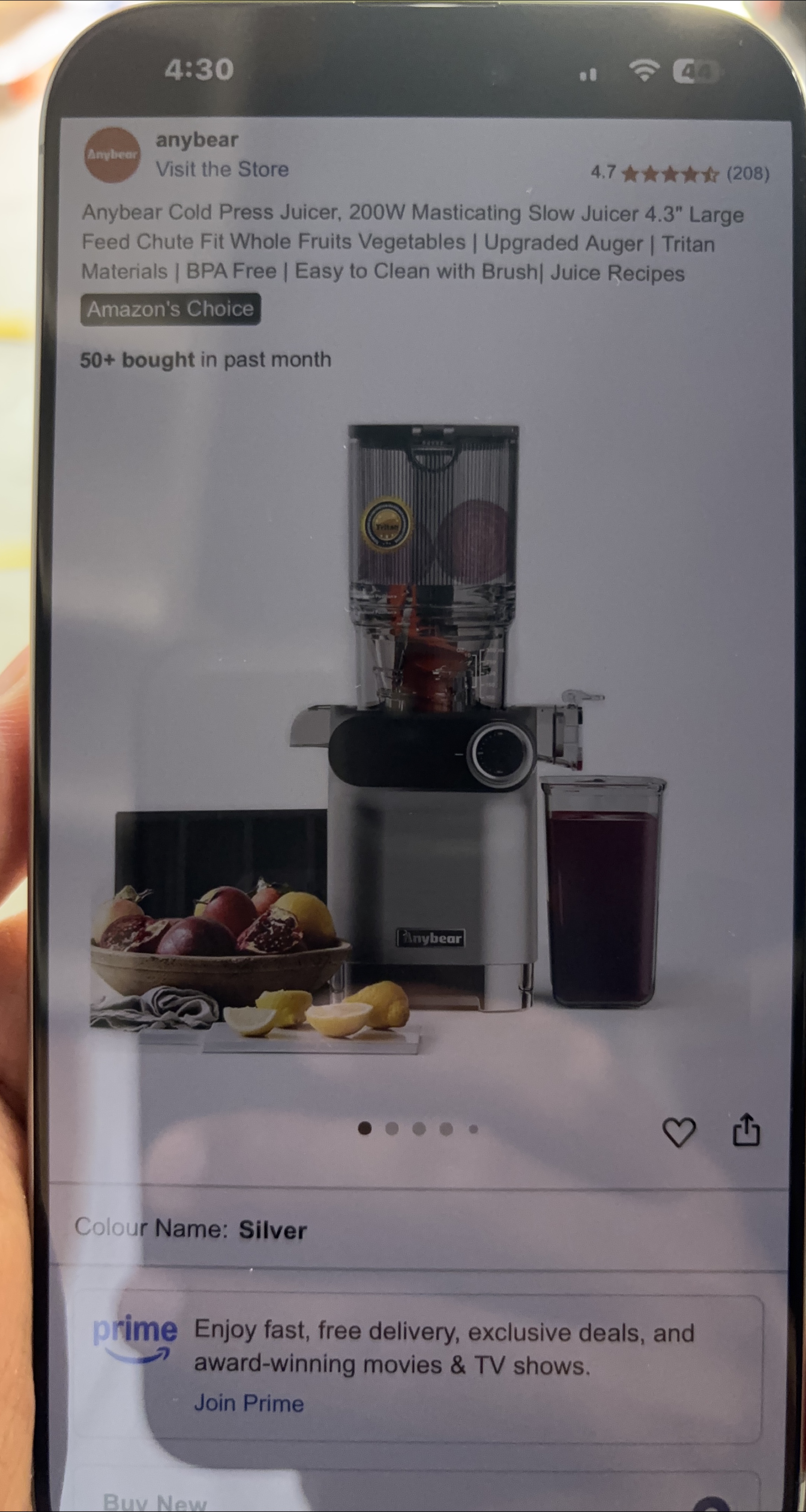 Anybear Cold Press Juicer - Silver thumbnail