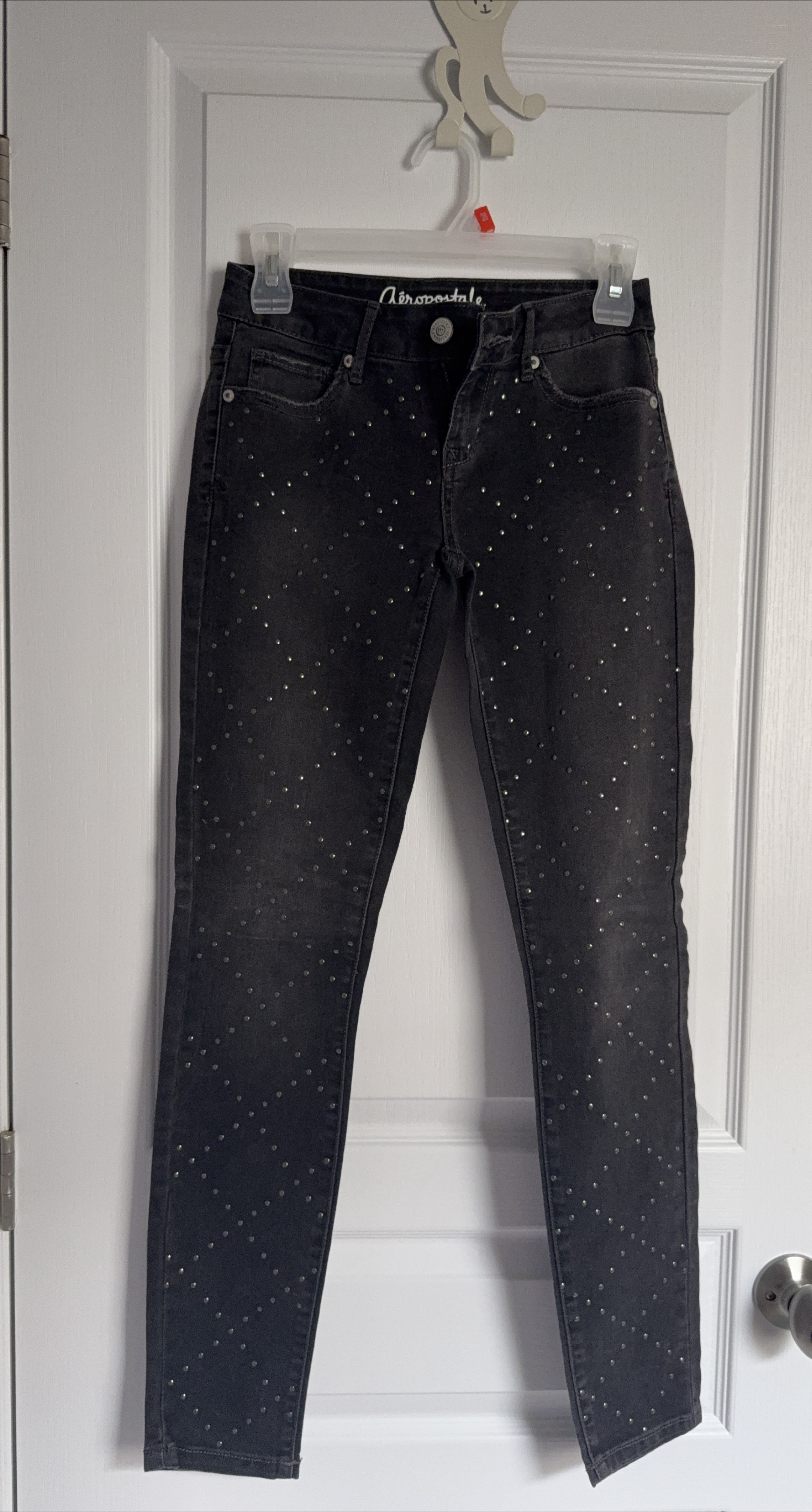 Aeropostale Black Studded Jeans (Jeggings) - Size 0 thumbnail