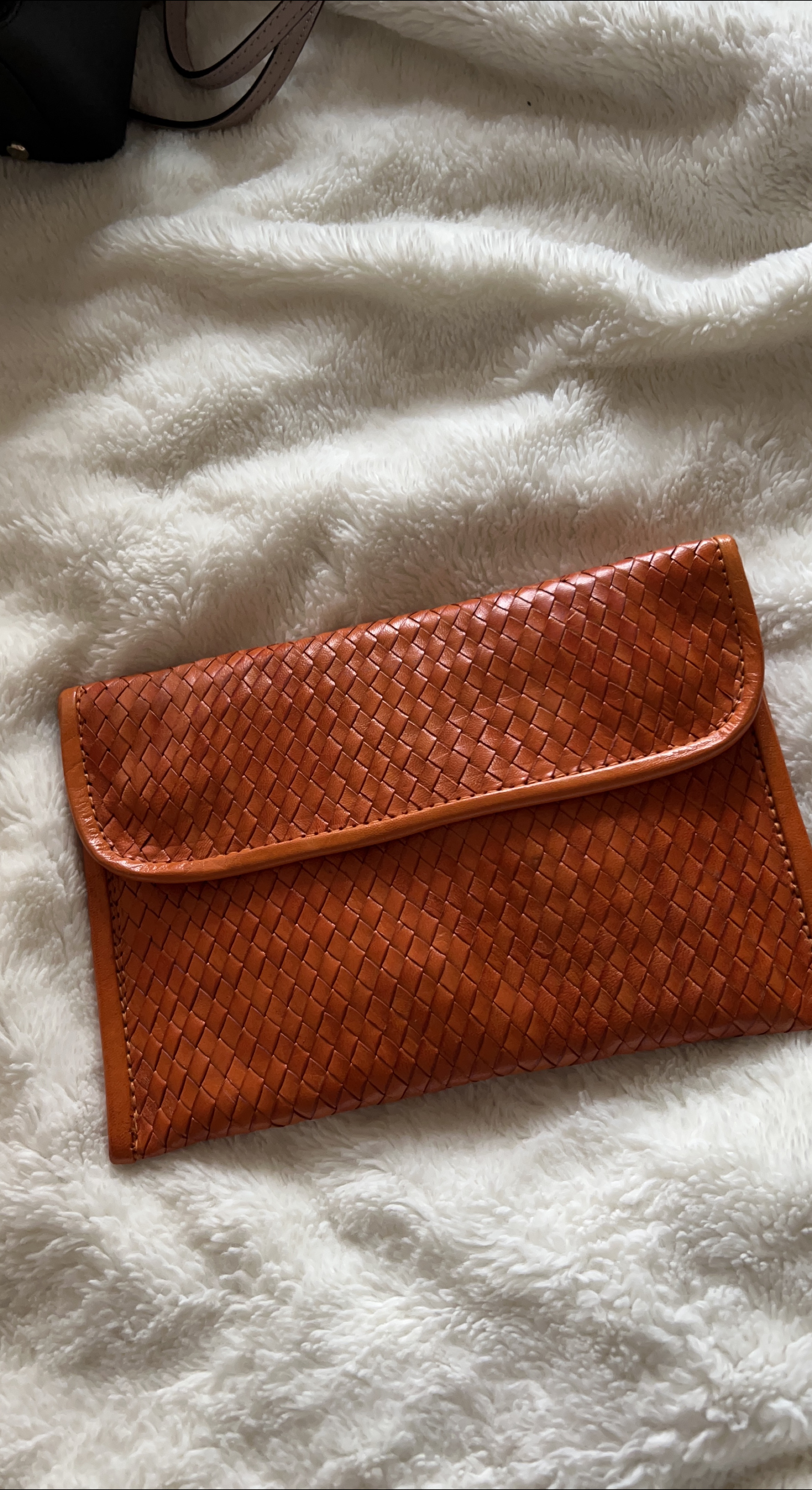 Brown Woven Leather Envelope Clutch/Wallet
