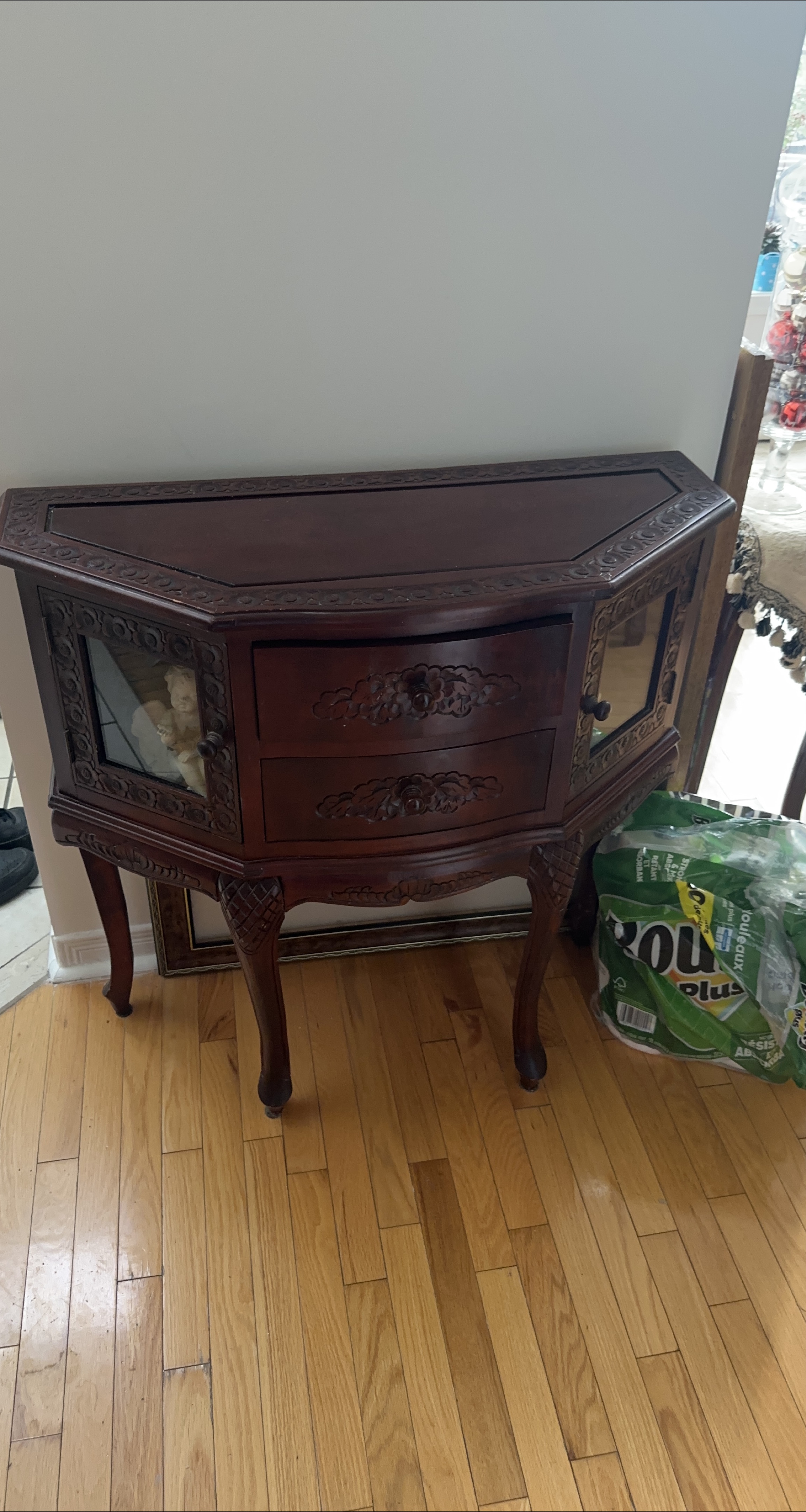 Dark Brown Wooden Side Table with Drawer thumbnail