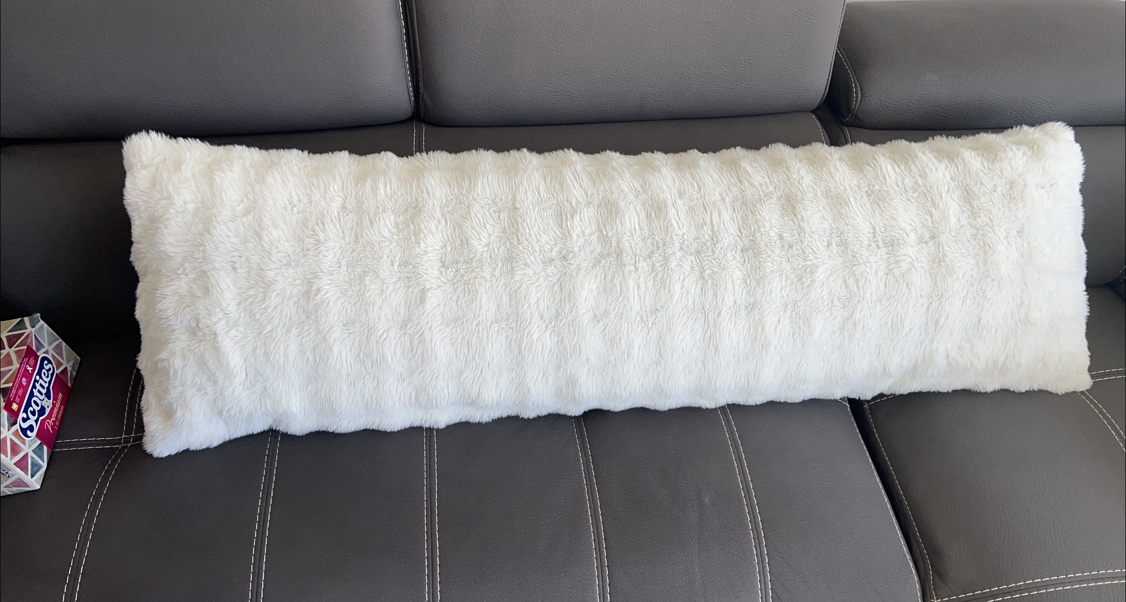 Super Long-White Faux Fur Body Pillow thumbnail