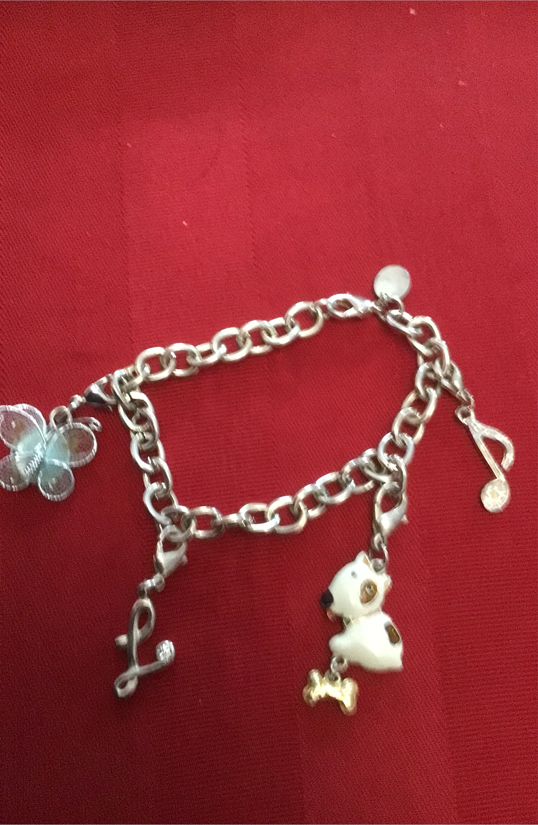 Clair’s Charm Bracelet with Dog, Music Note, Butterfly Charms