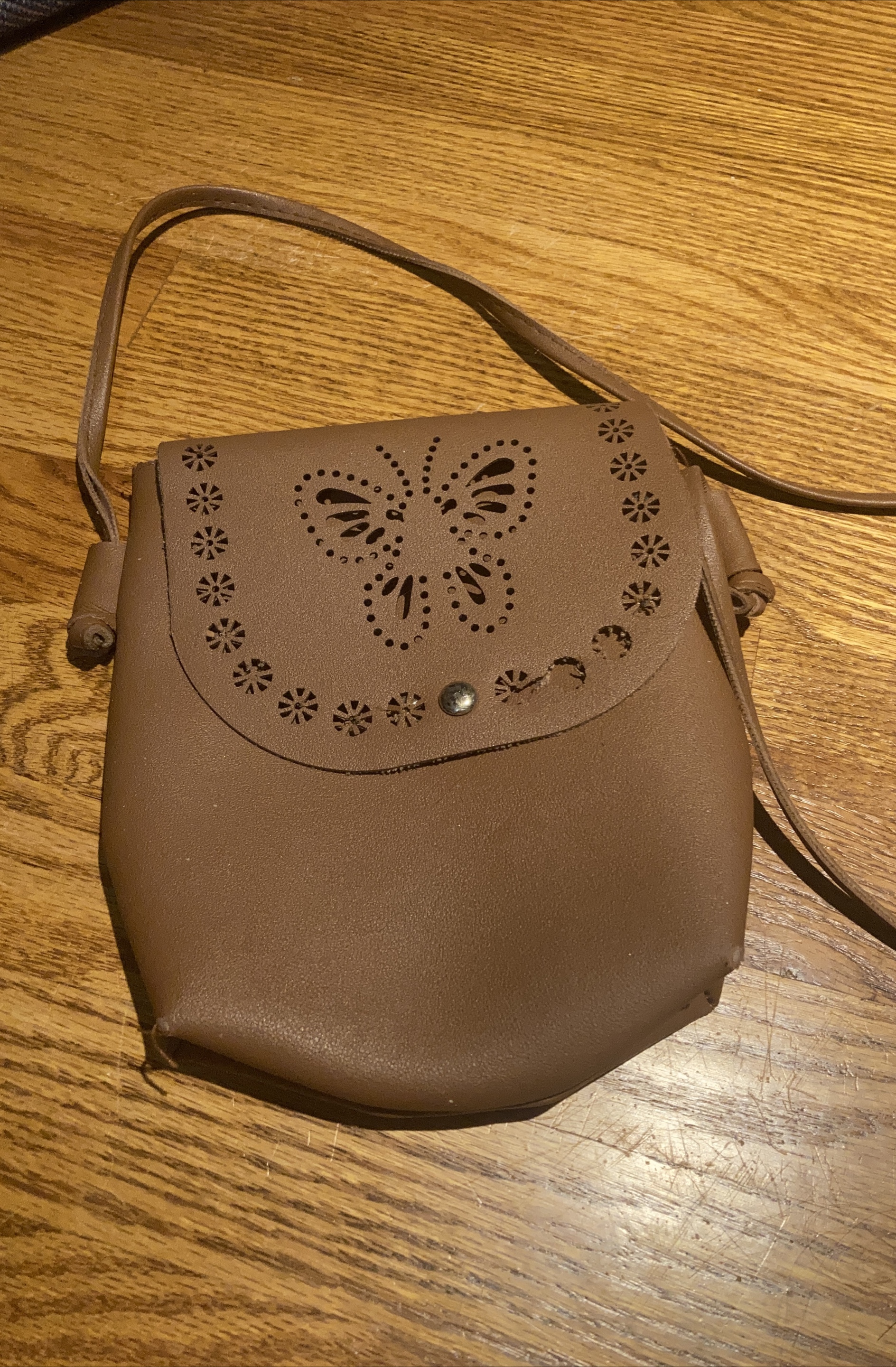 Brown Faux Leather Butterfly Crossbody Bag thumbnail