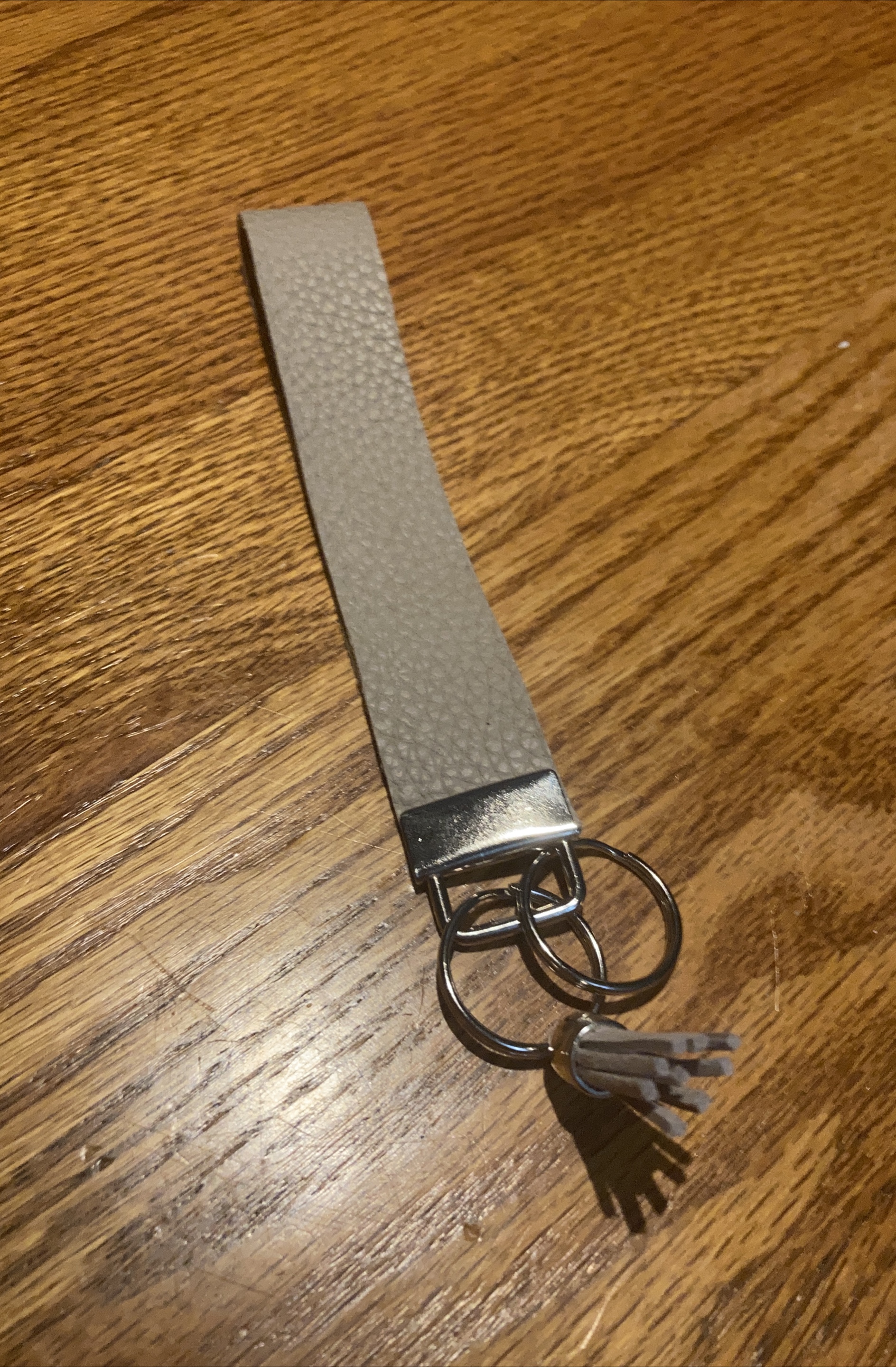 Grey Faux Leather Keychain thumbnail