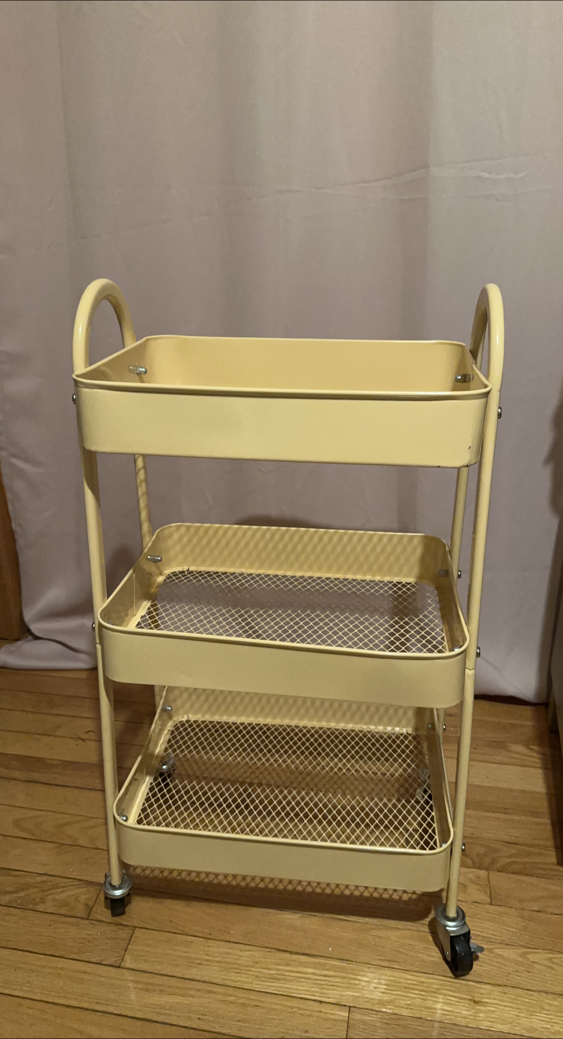 3-Tier Rolling Cart, Metal Rolling Storage Cart