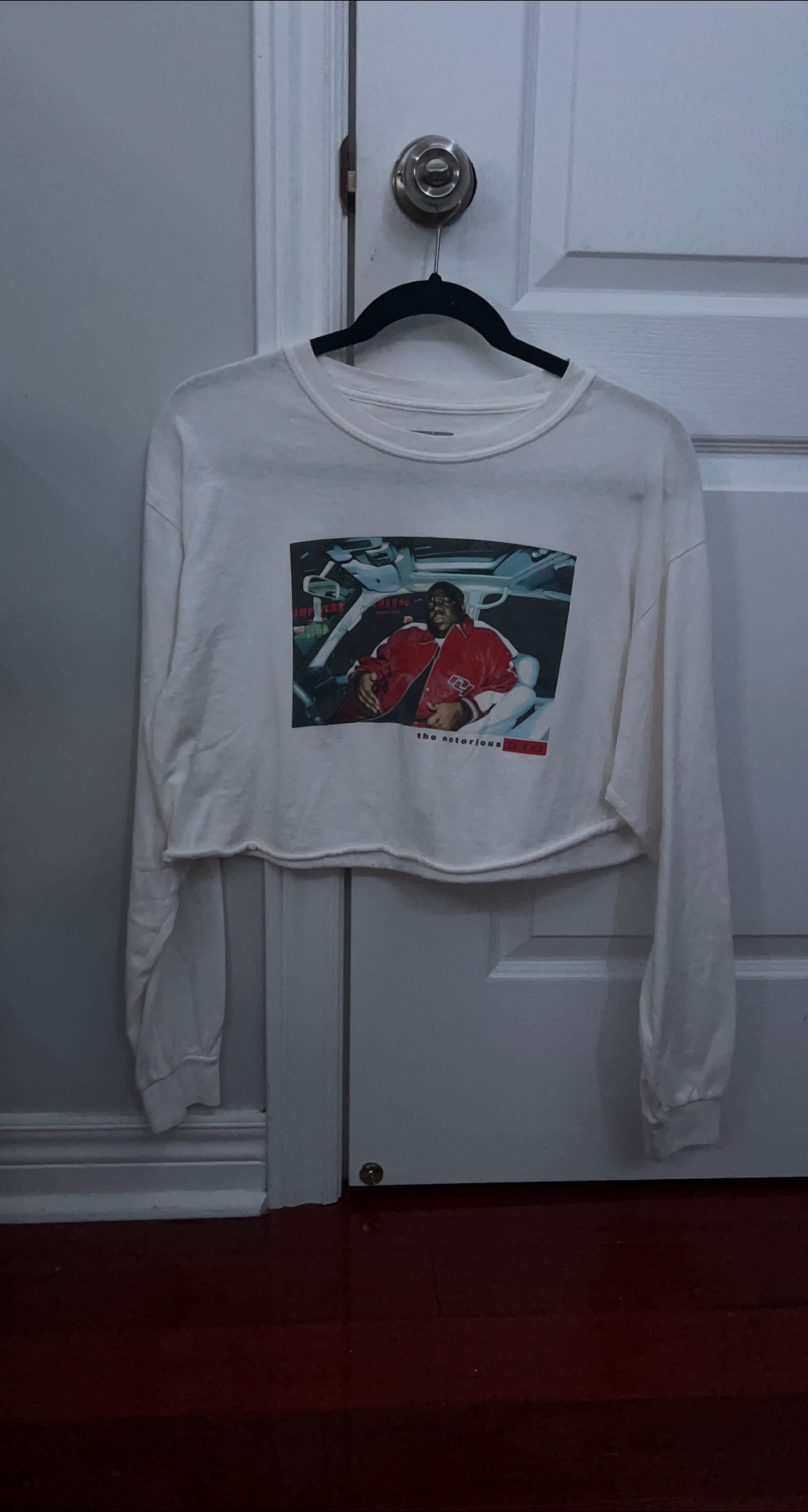 The Notorious BIG White Long Sleeve Crop Top thumbnail