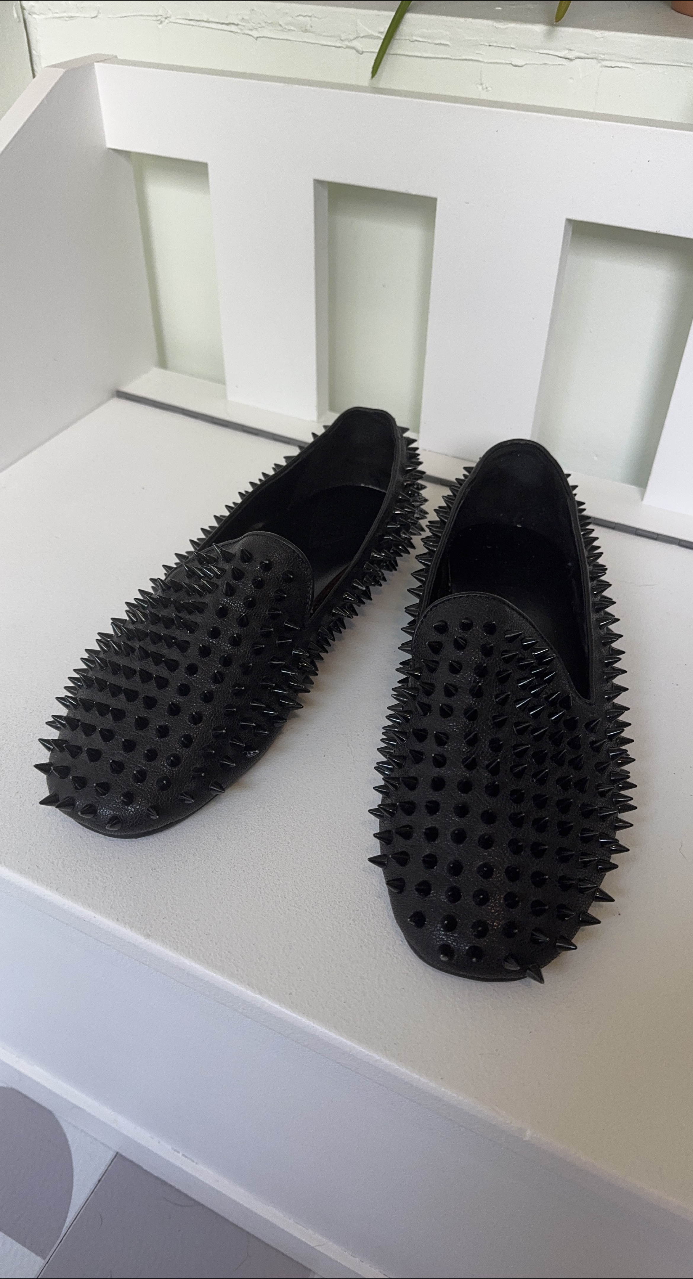 Black Spiked Leather Loafers - US 10 thumbnail