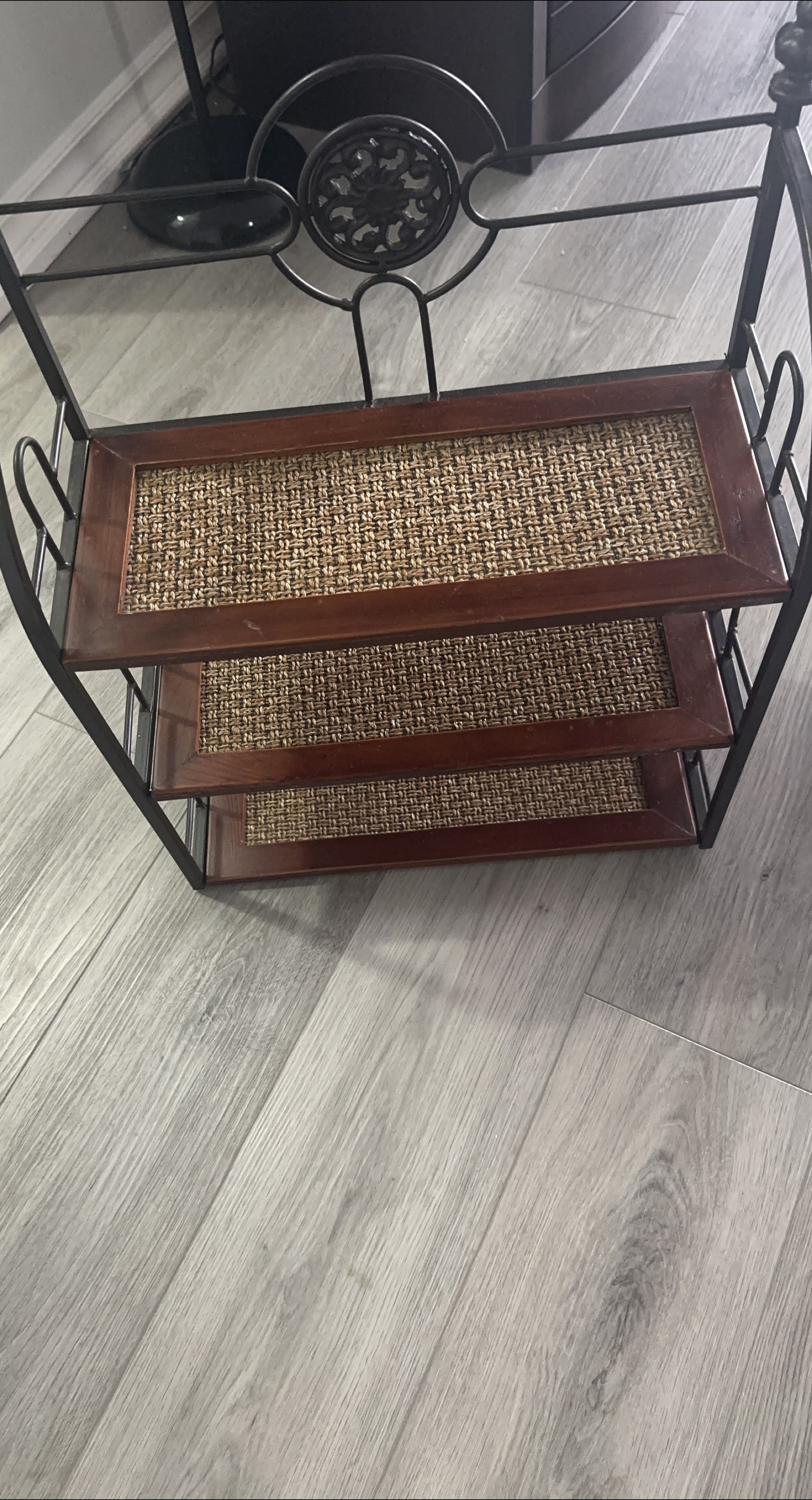 3-Tier Wicker Shelf - Brown & Black thumbnail