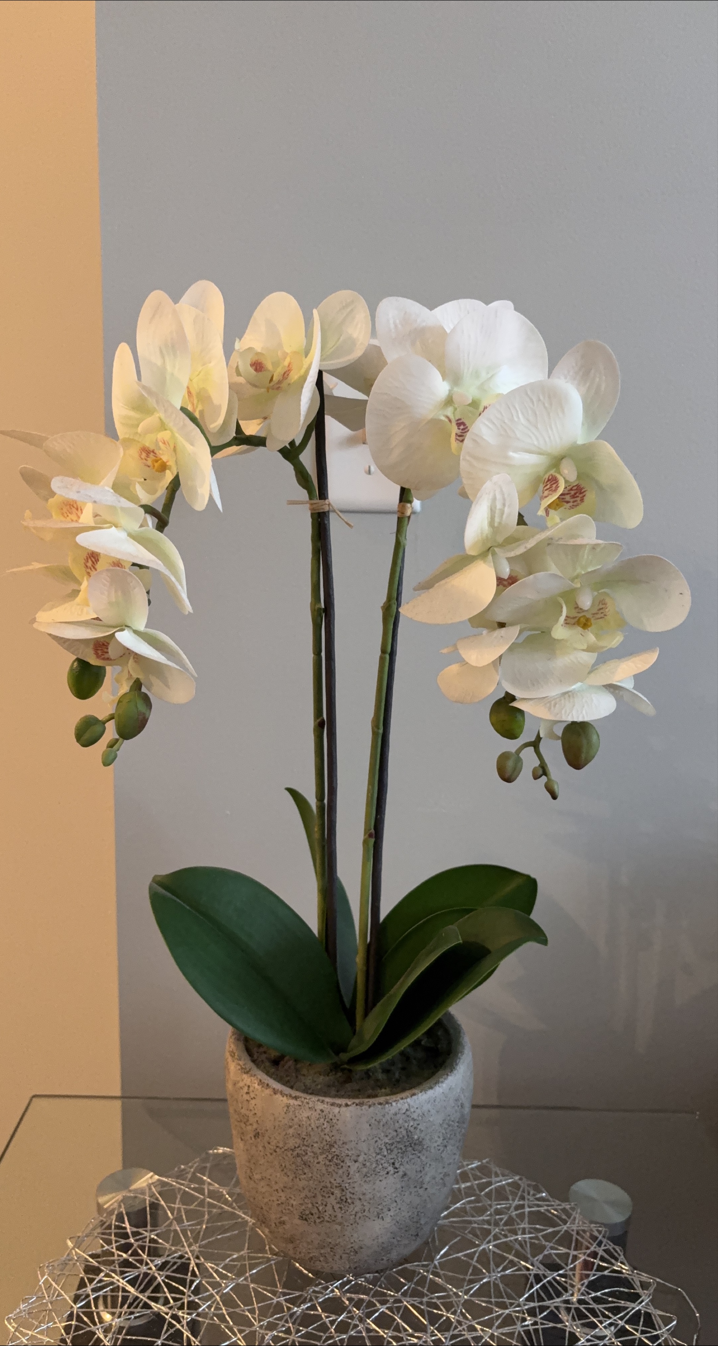 Artificial White Orchid in Pot