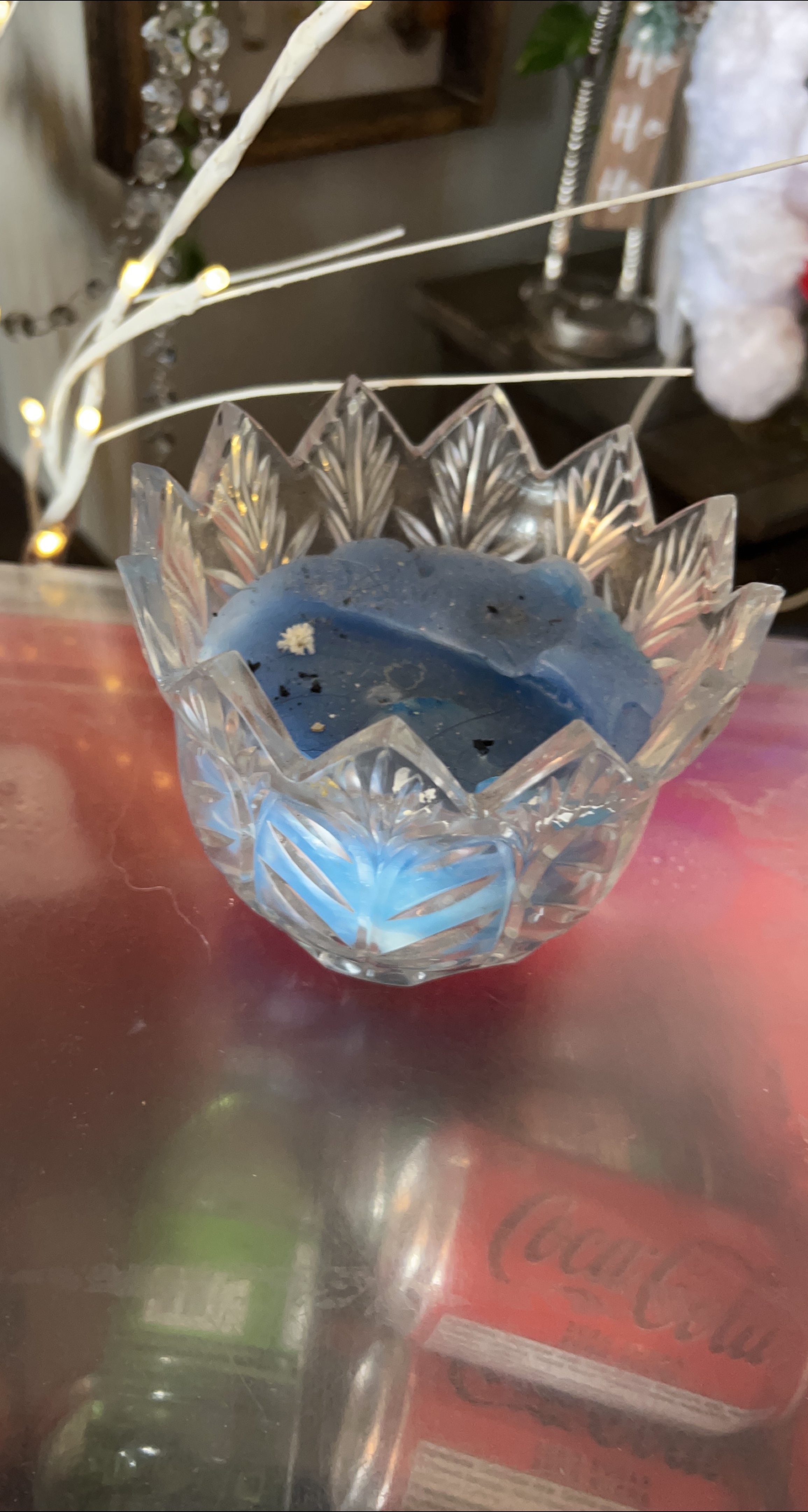 Crystal Bowl with Blue Candle thumbnail
