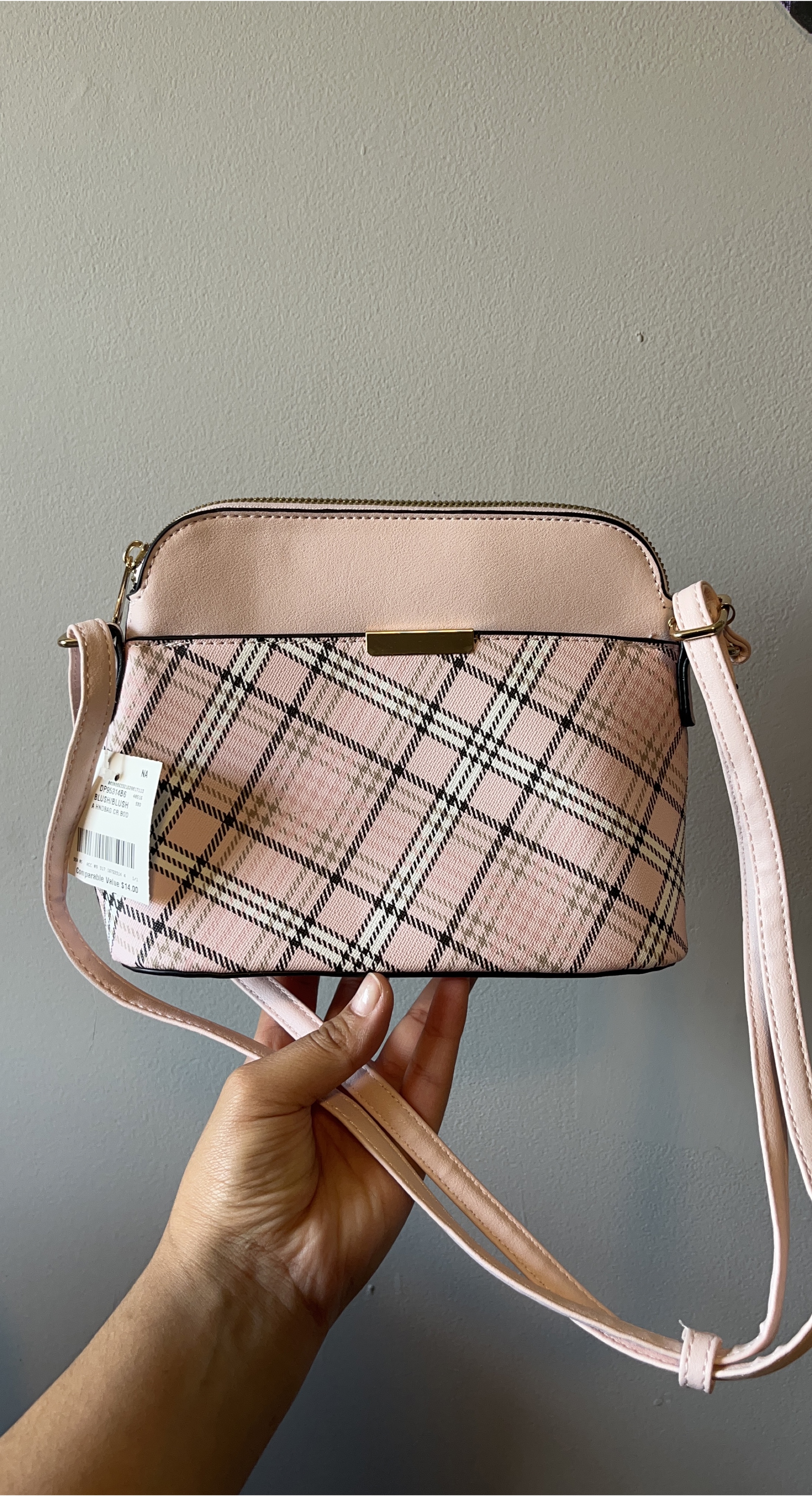 Blush Plaid Crossbody Bag thumbnail