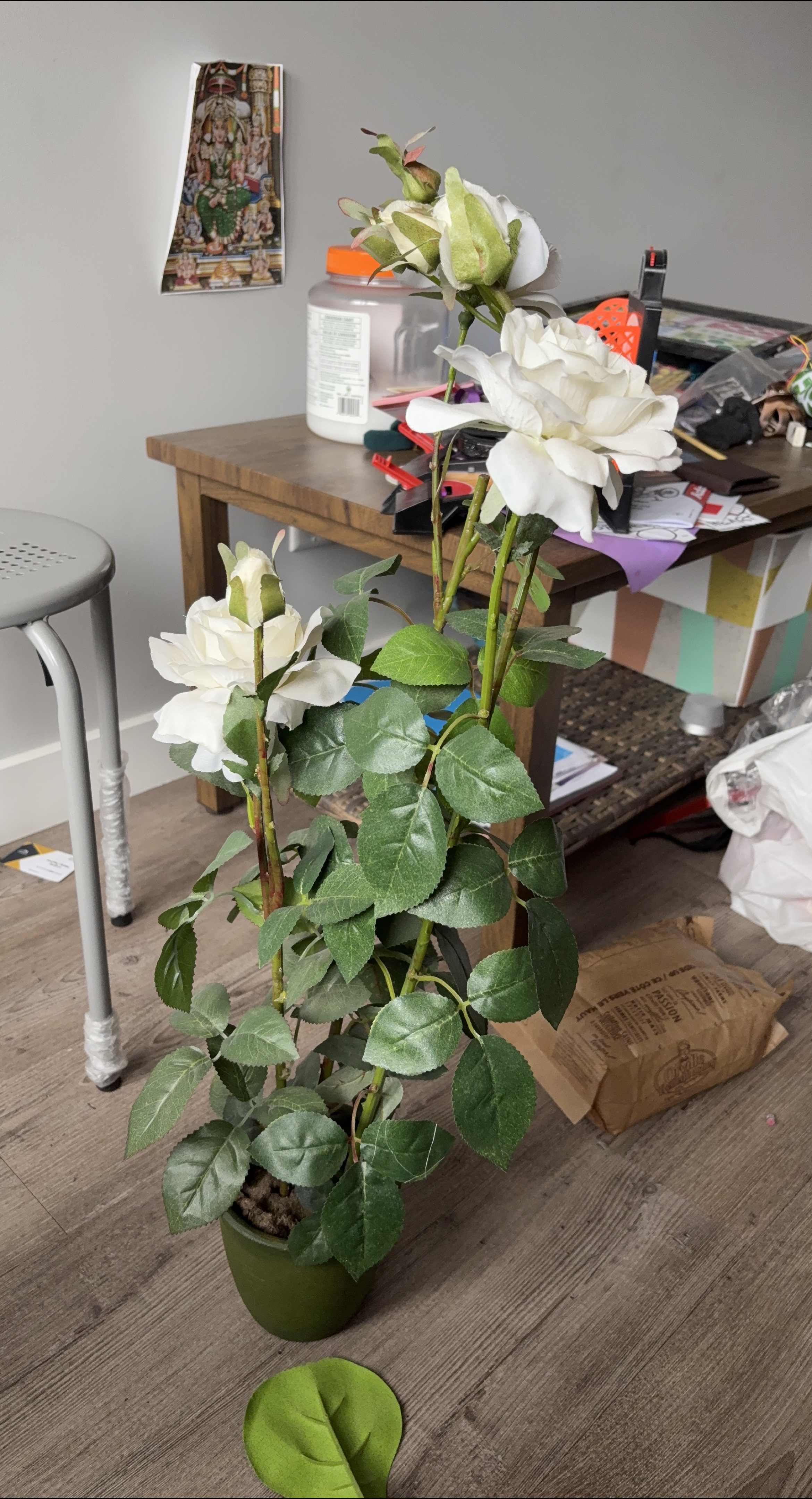 Artificial White Rose Plant thumbnail