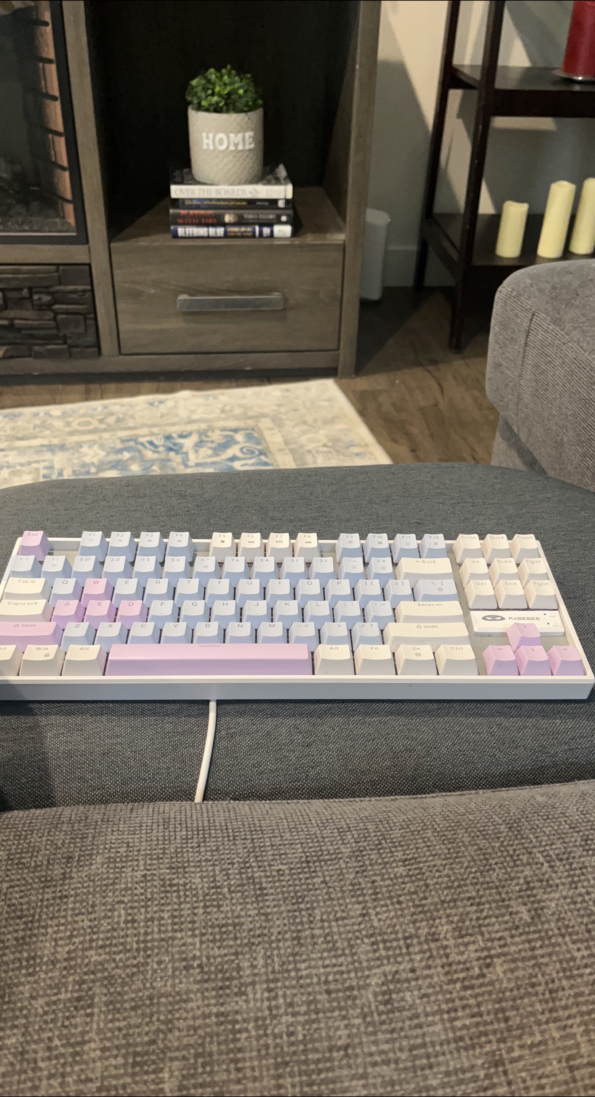 MageGee MK Box Keyboard - White & Lavender thumbnail