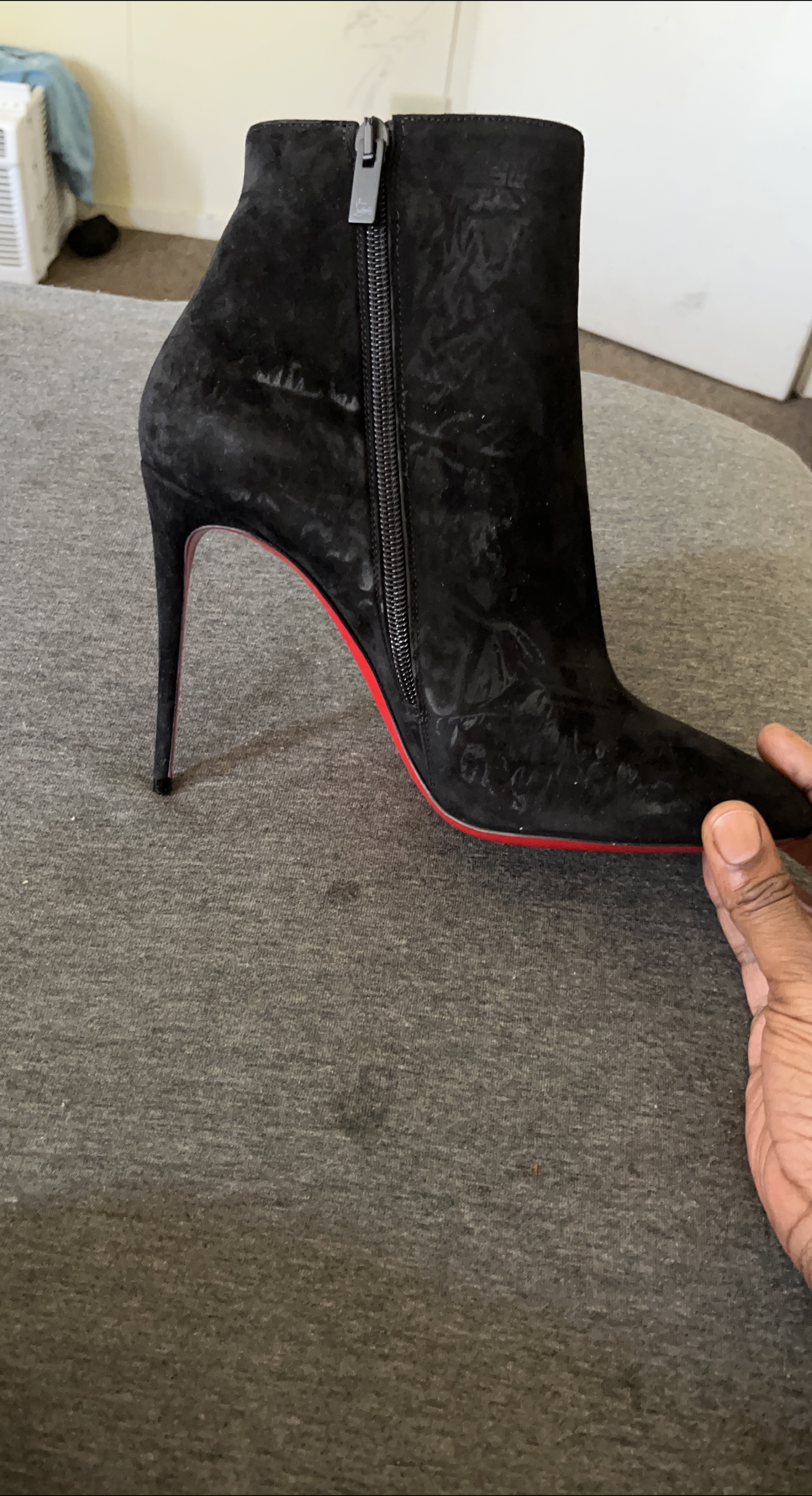 Christian Louboutin Black Suede Ankle Boots