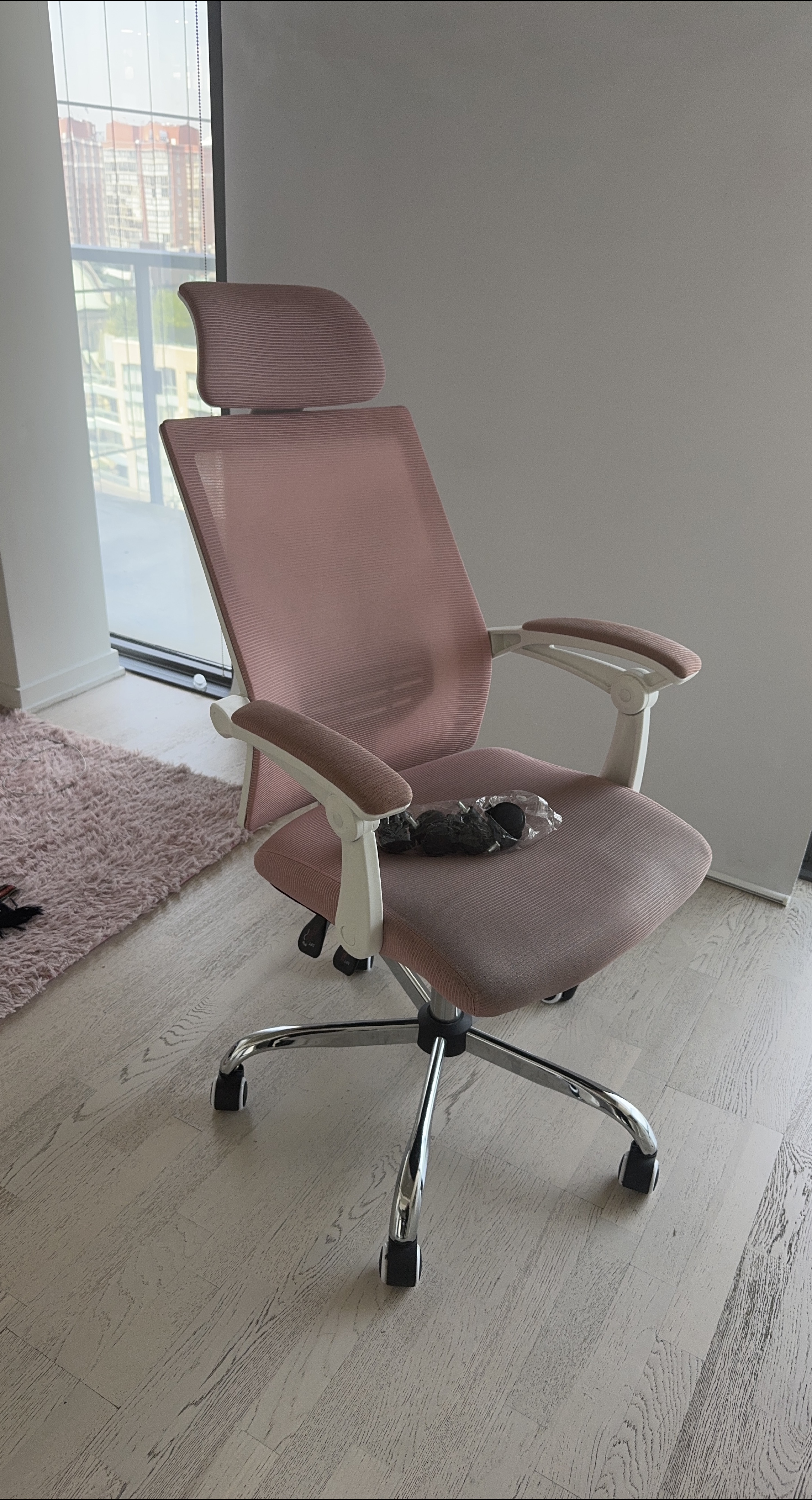 Pink Ergonomic Office Chair with New Casters thumbnail