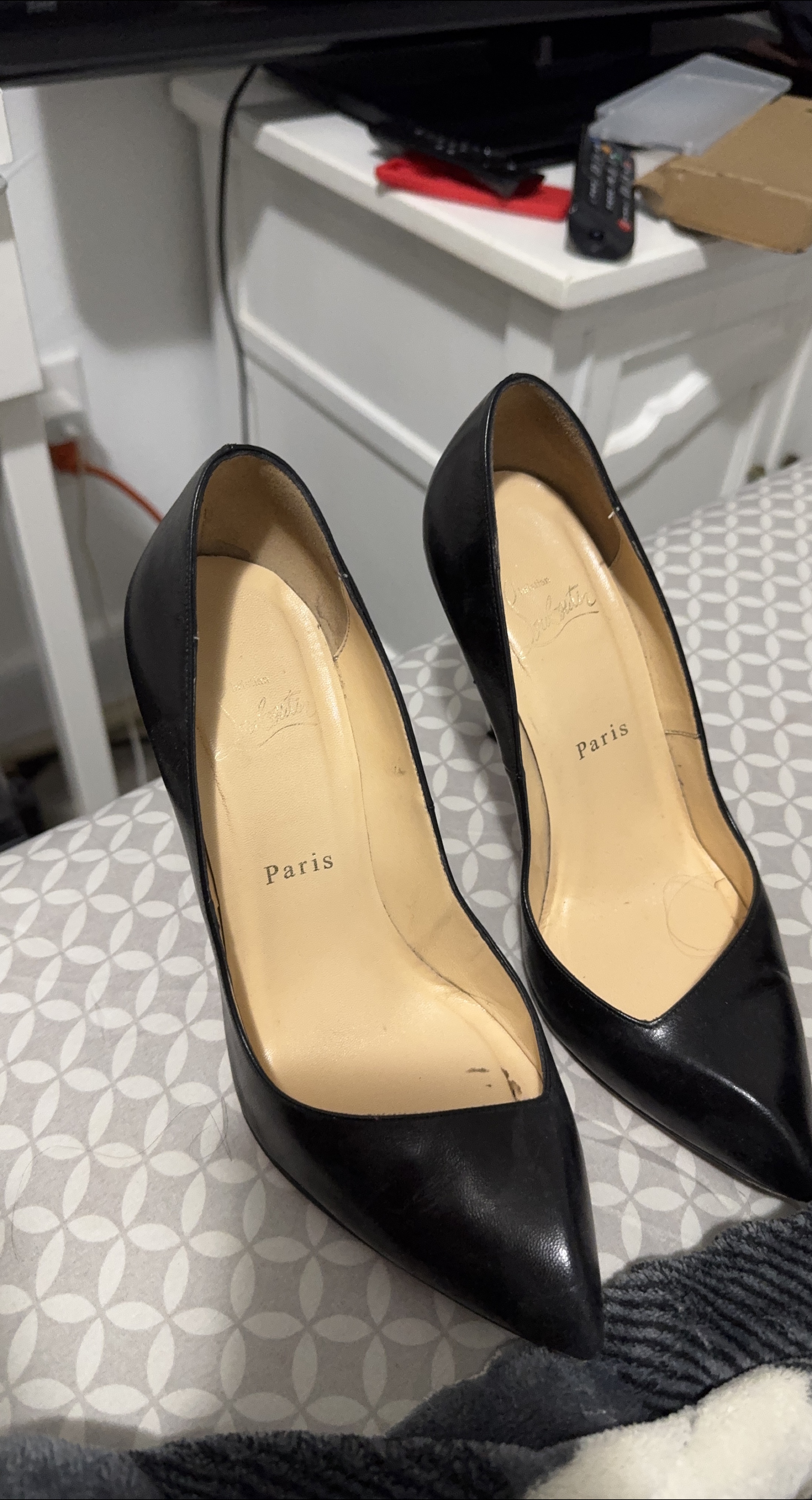 Christian Louboutin Black Leather Heels - Size 38 thumbnail