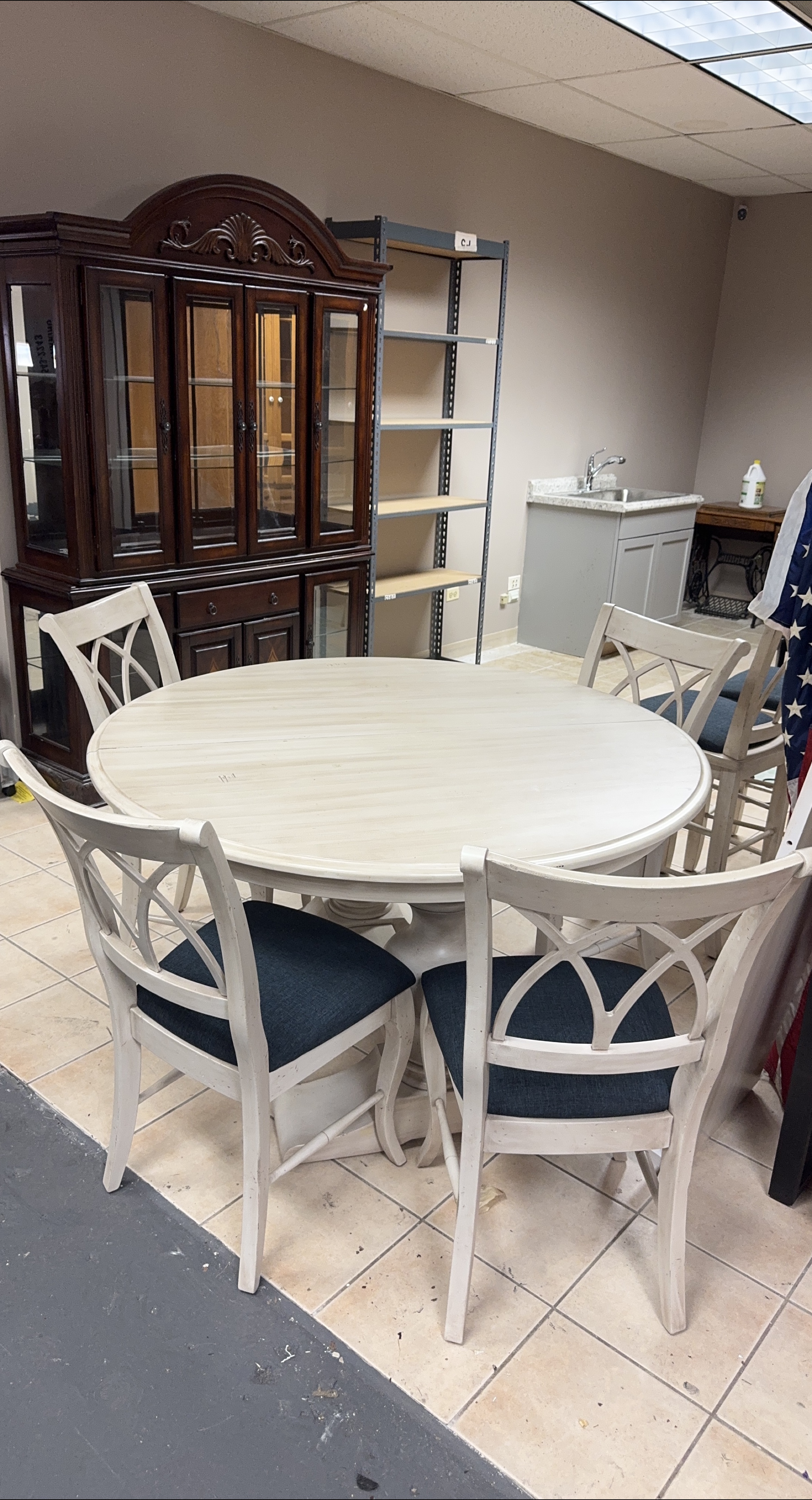 Dining Table with 4 Chairs - Round, White thumbnail