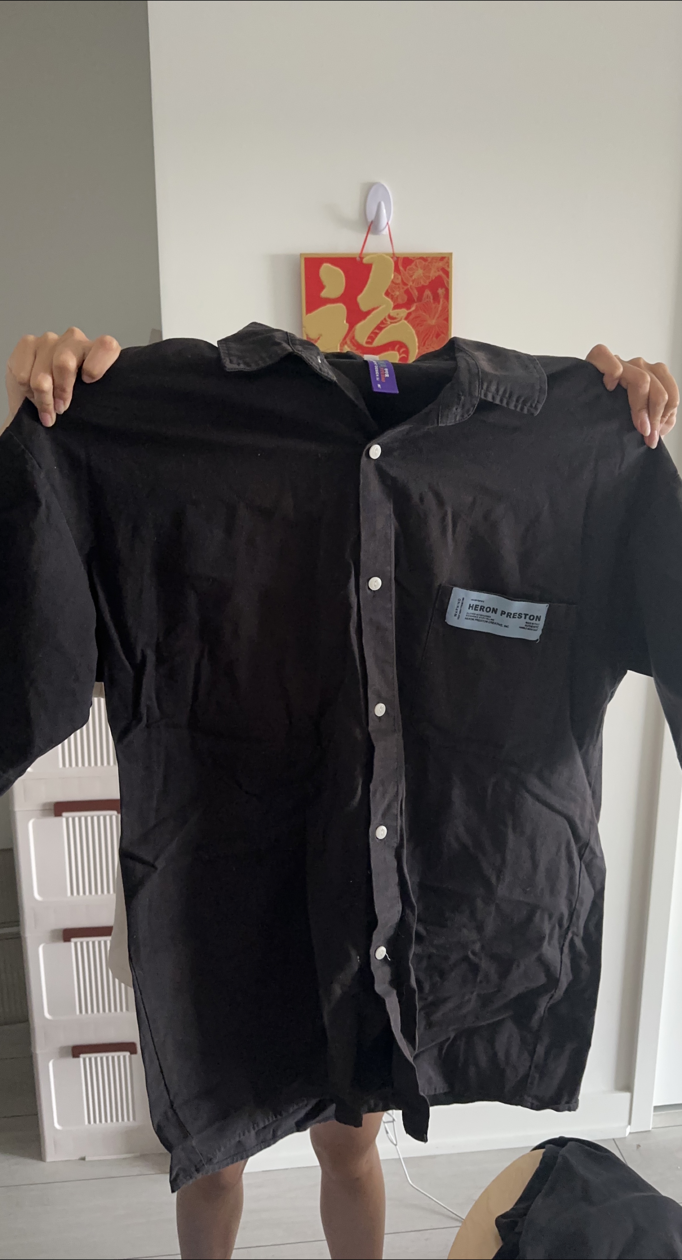 Heron Preston Black Button-Up Shirt thumbnail