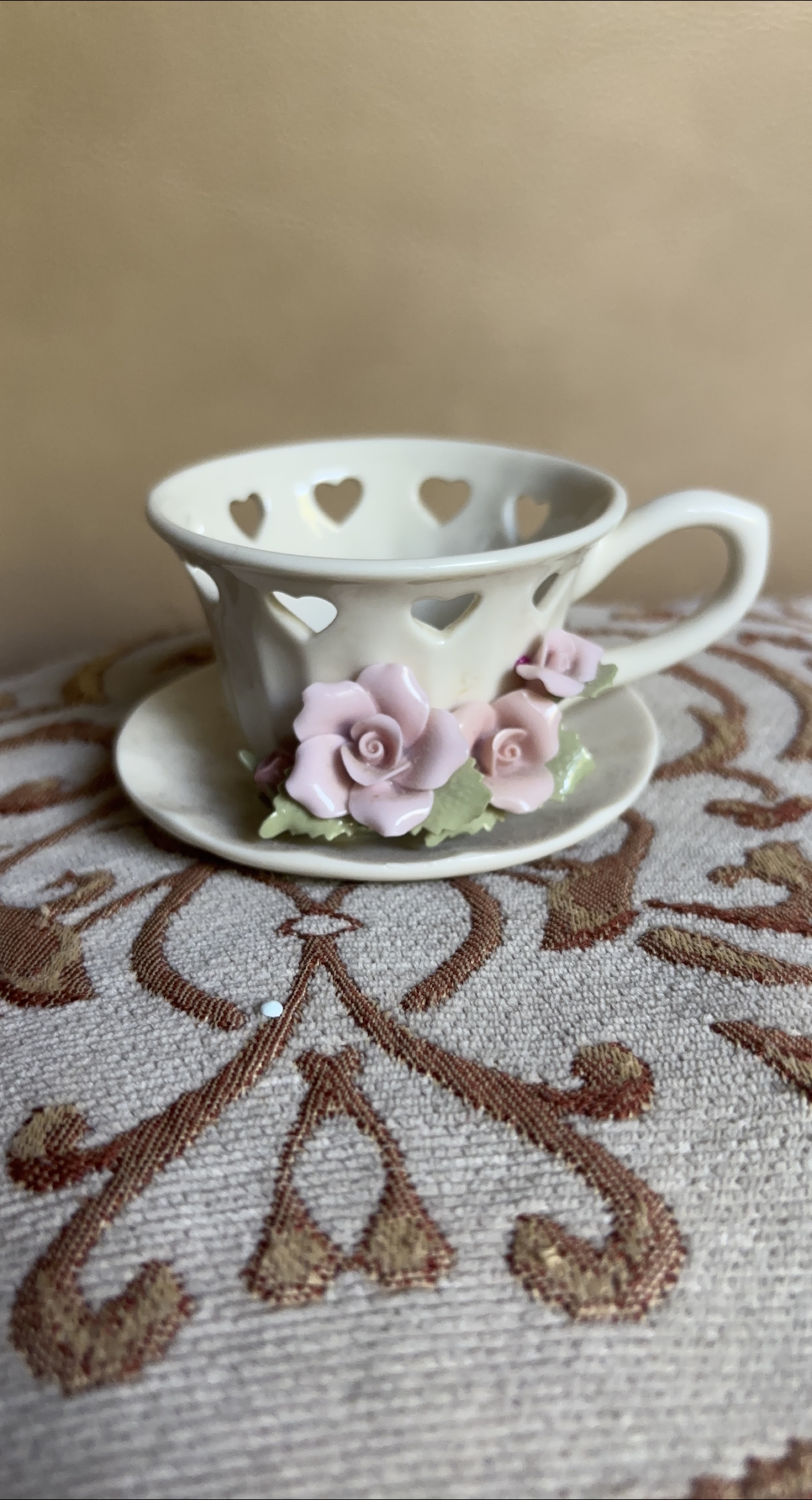 Vintage Antique Tea Cup with Floral Design thumbnail