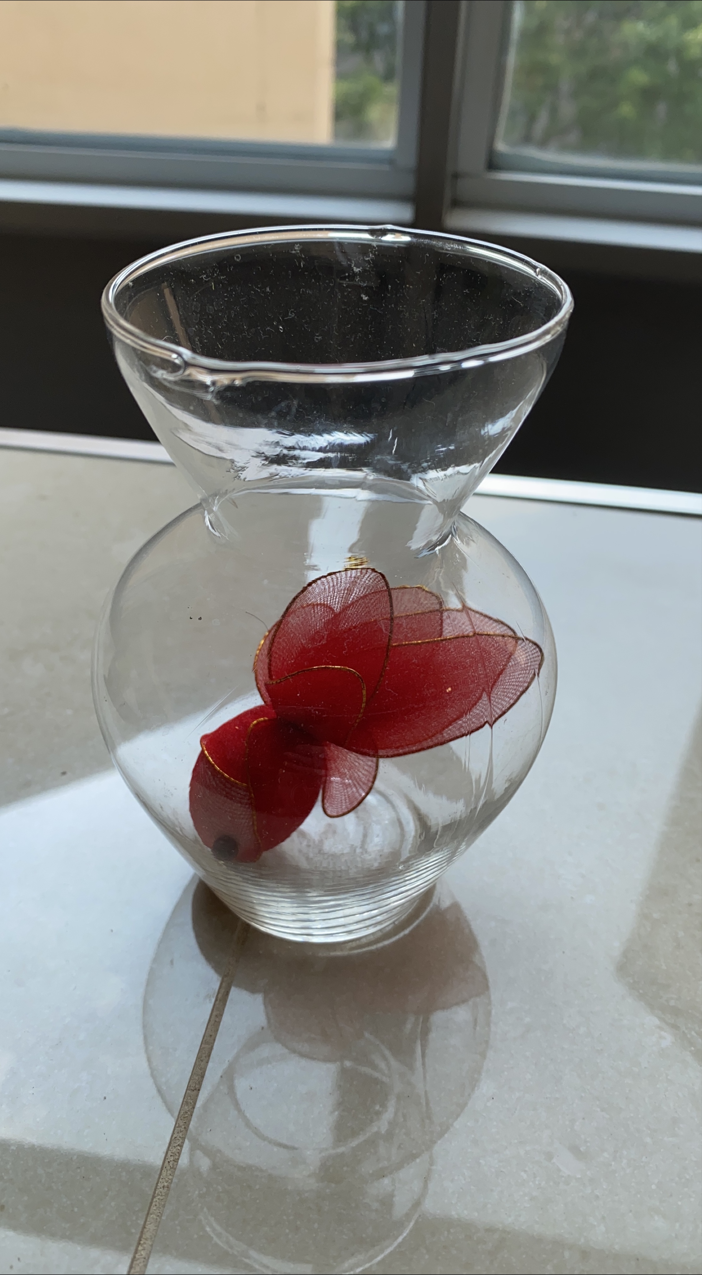 Glass Vase with Red Flower Accent thumbnail