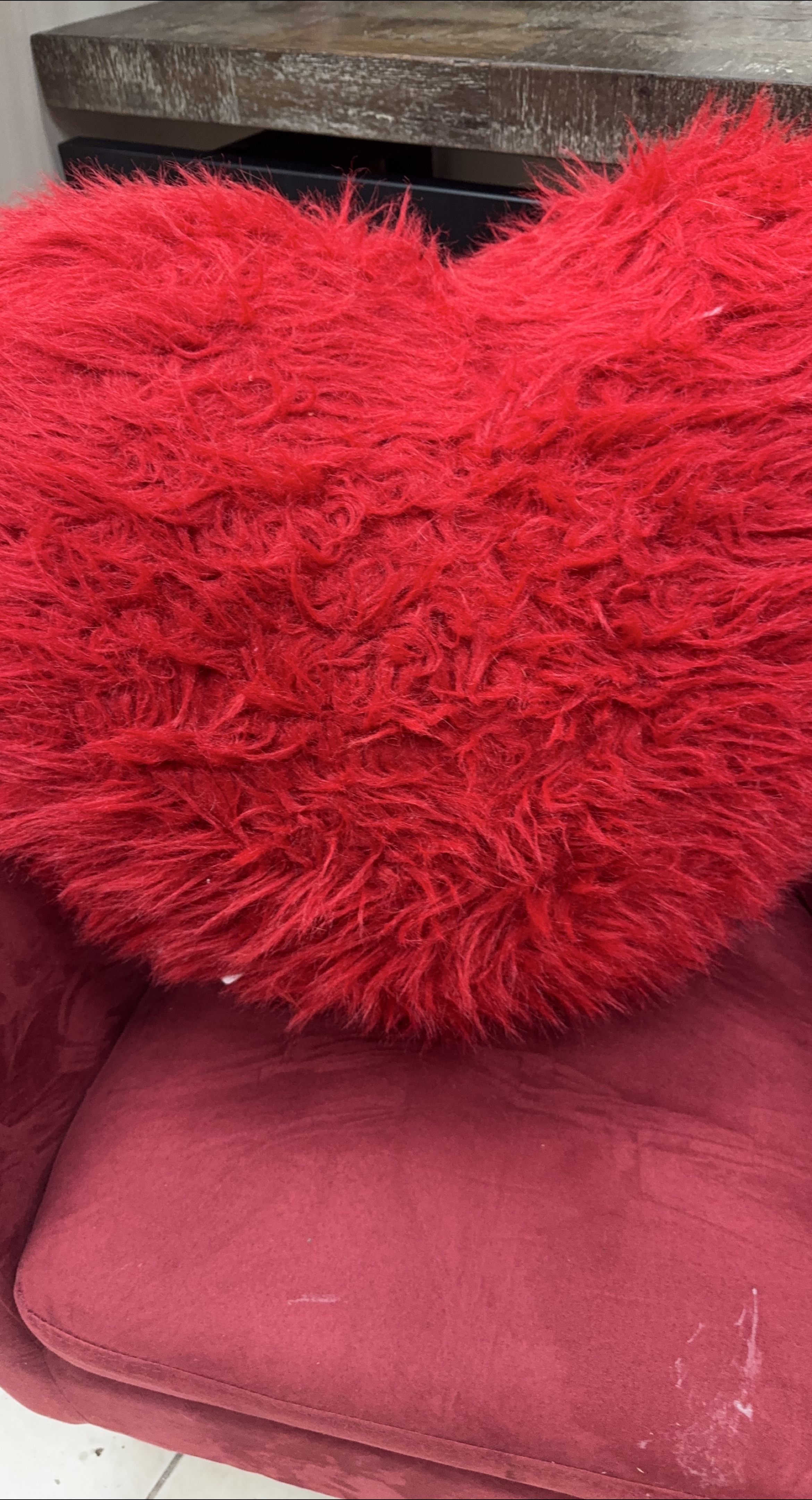 Red Fuzzy Heart Pillow thumbnail