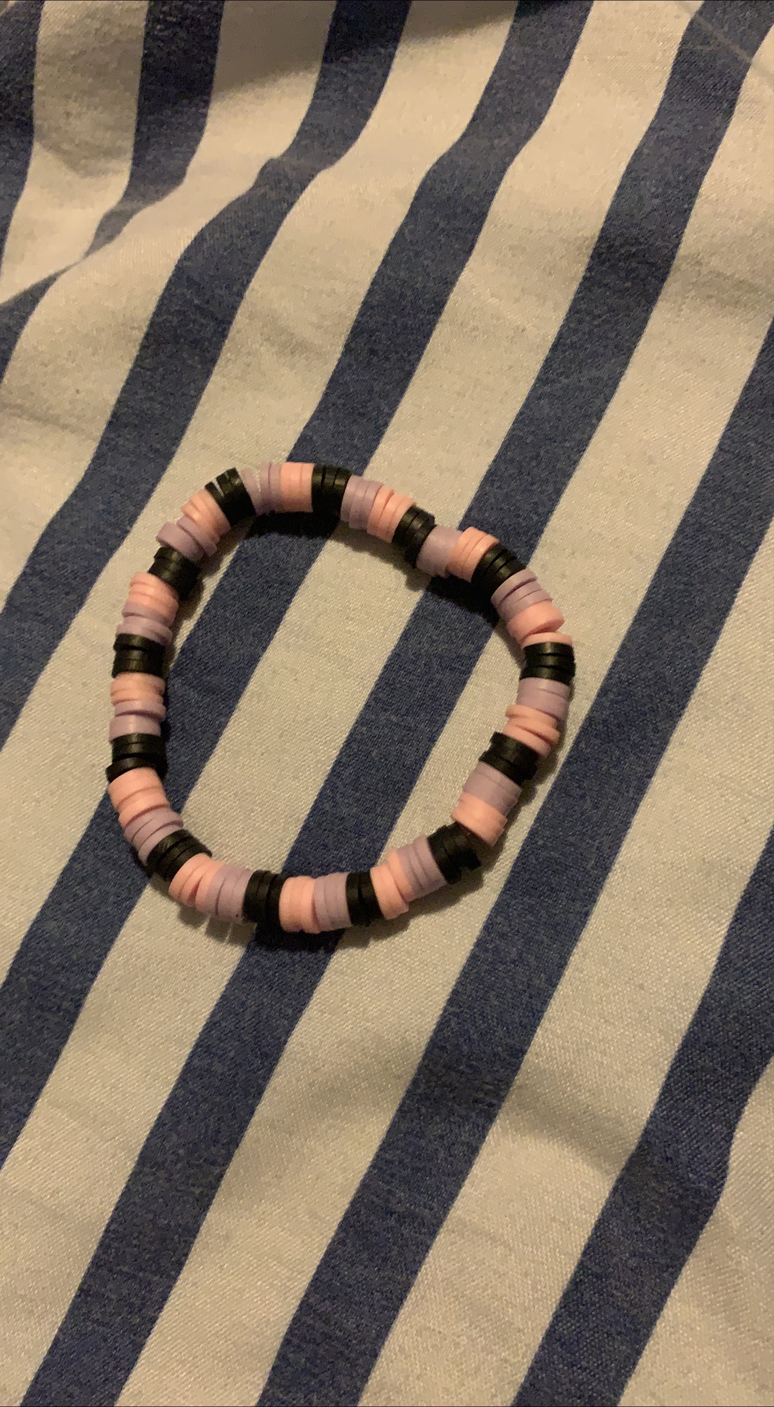 Handmade Beaded Bracelet - Black, Pink, Purple thumbnail