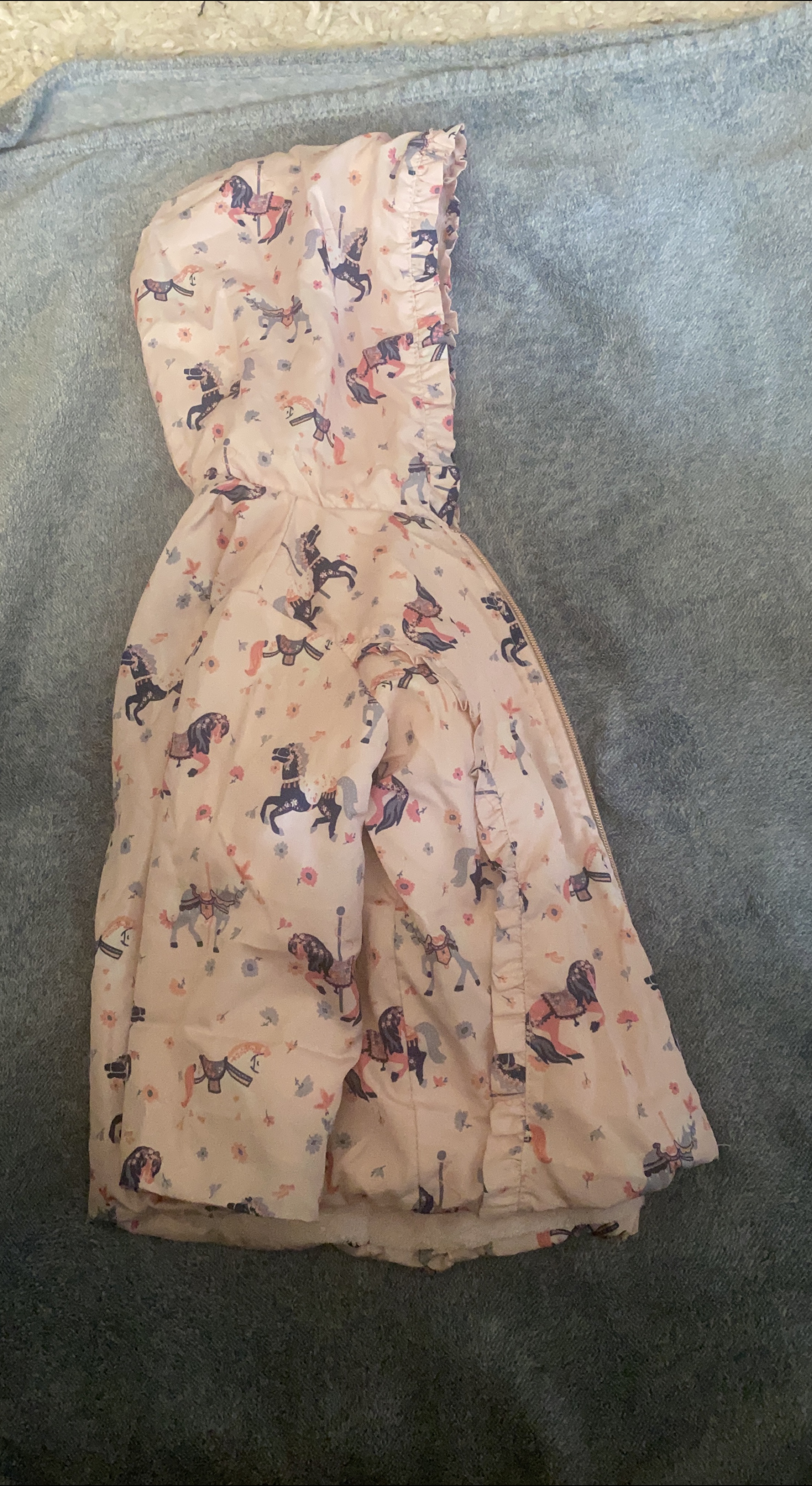 Kids' Pink Carousel Horse Print Hooded Jacket thumbnail