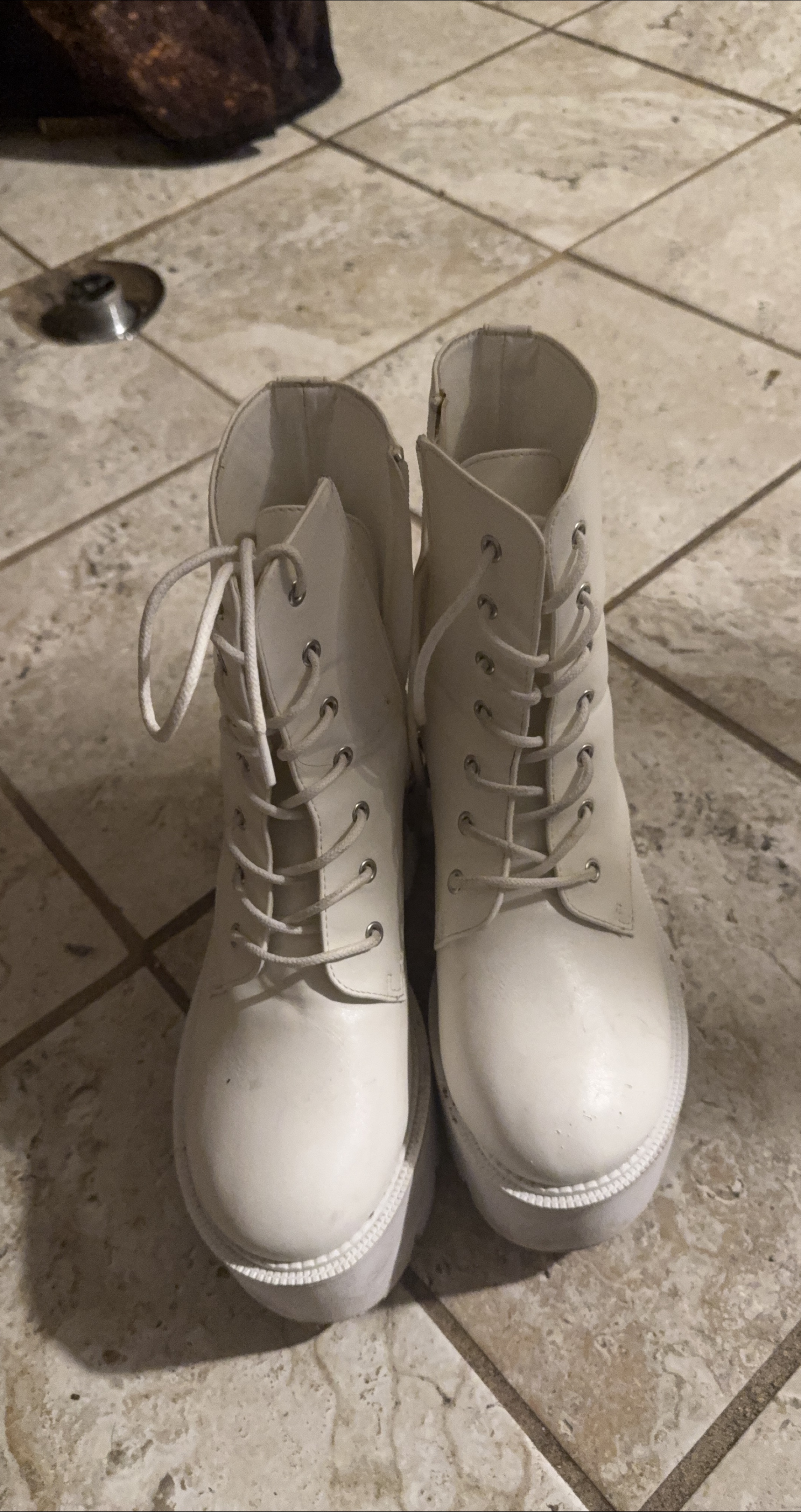 White Lace-Up Platform Boots thumbnail