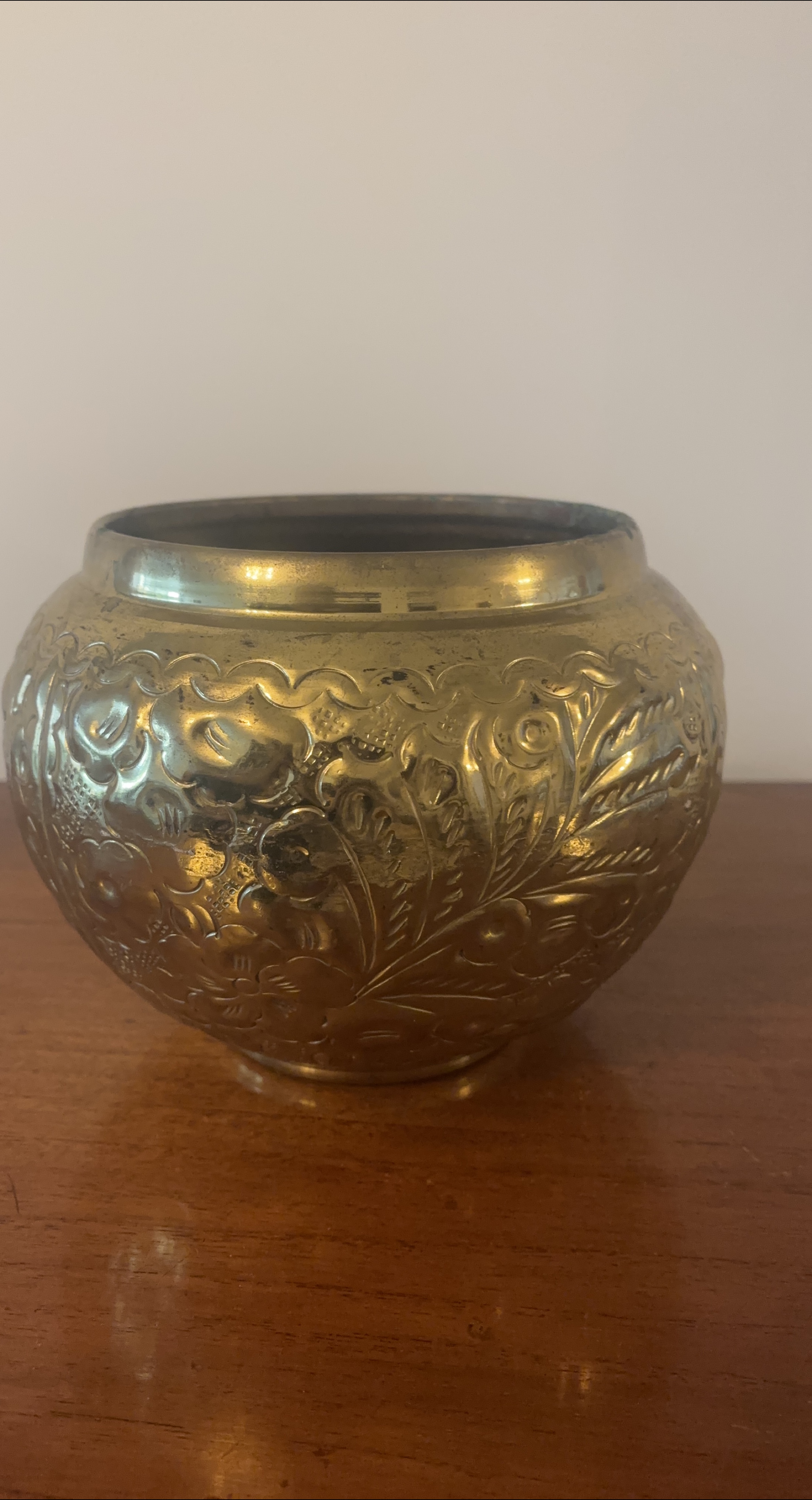 Vintage All Brass Floral Bowl thumbnail