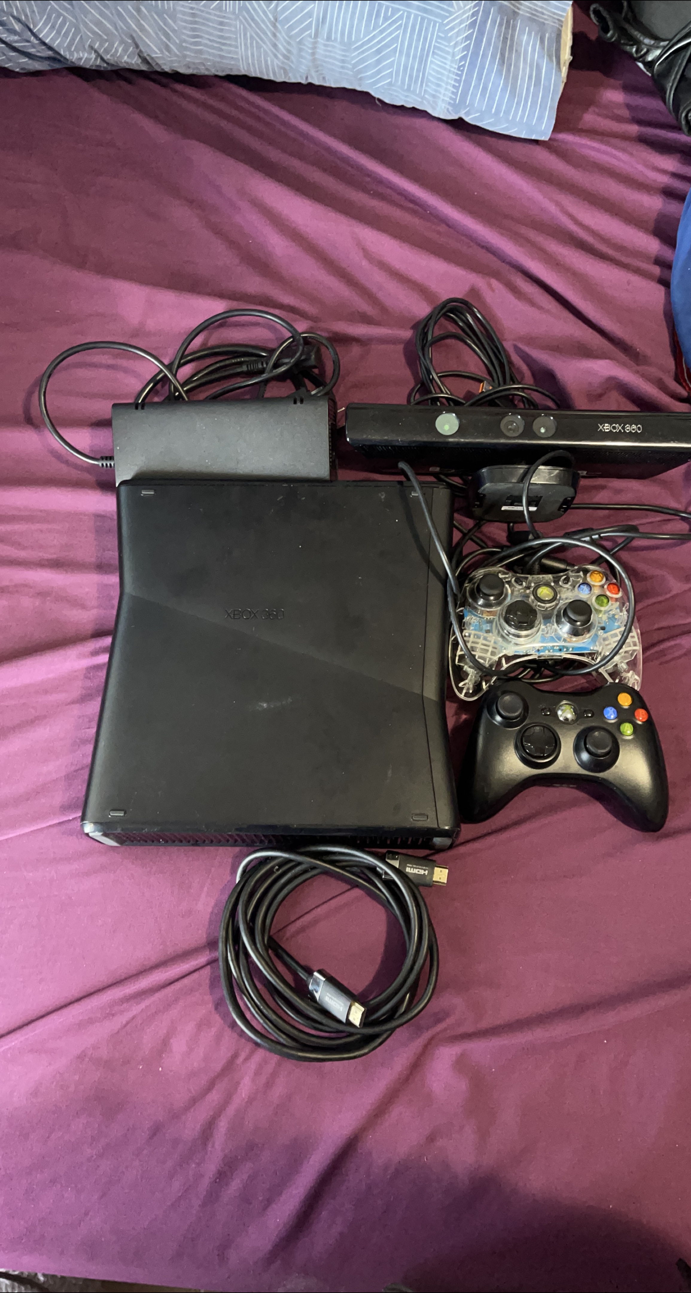 Xbox 360 Console with Kinect and Controllers