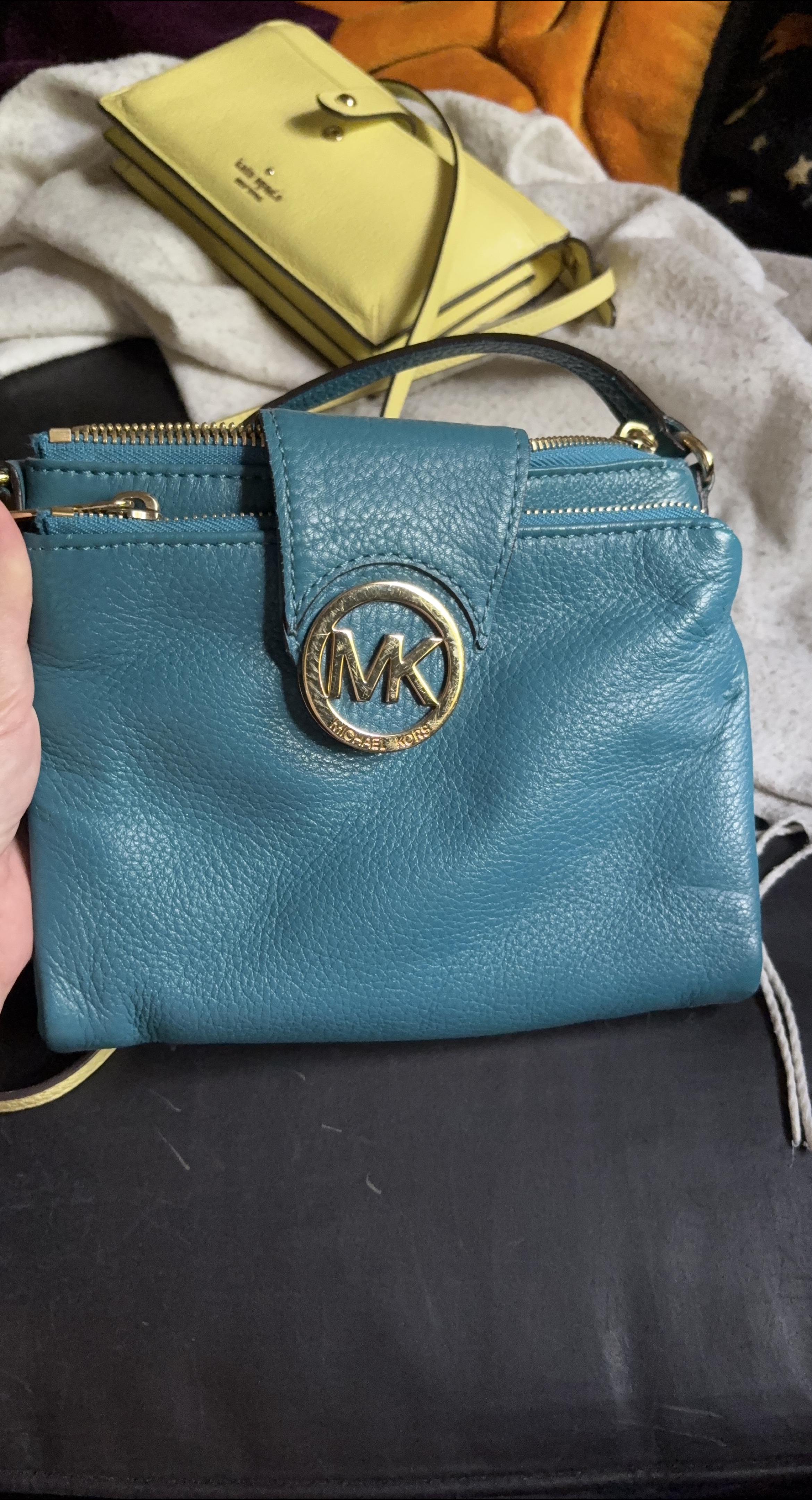 Michael Kors Teal Leather Crossbody Bag thumbnail