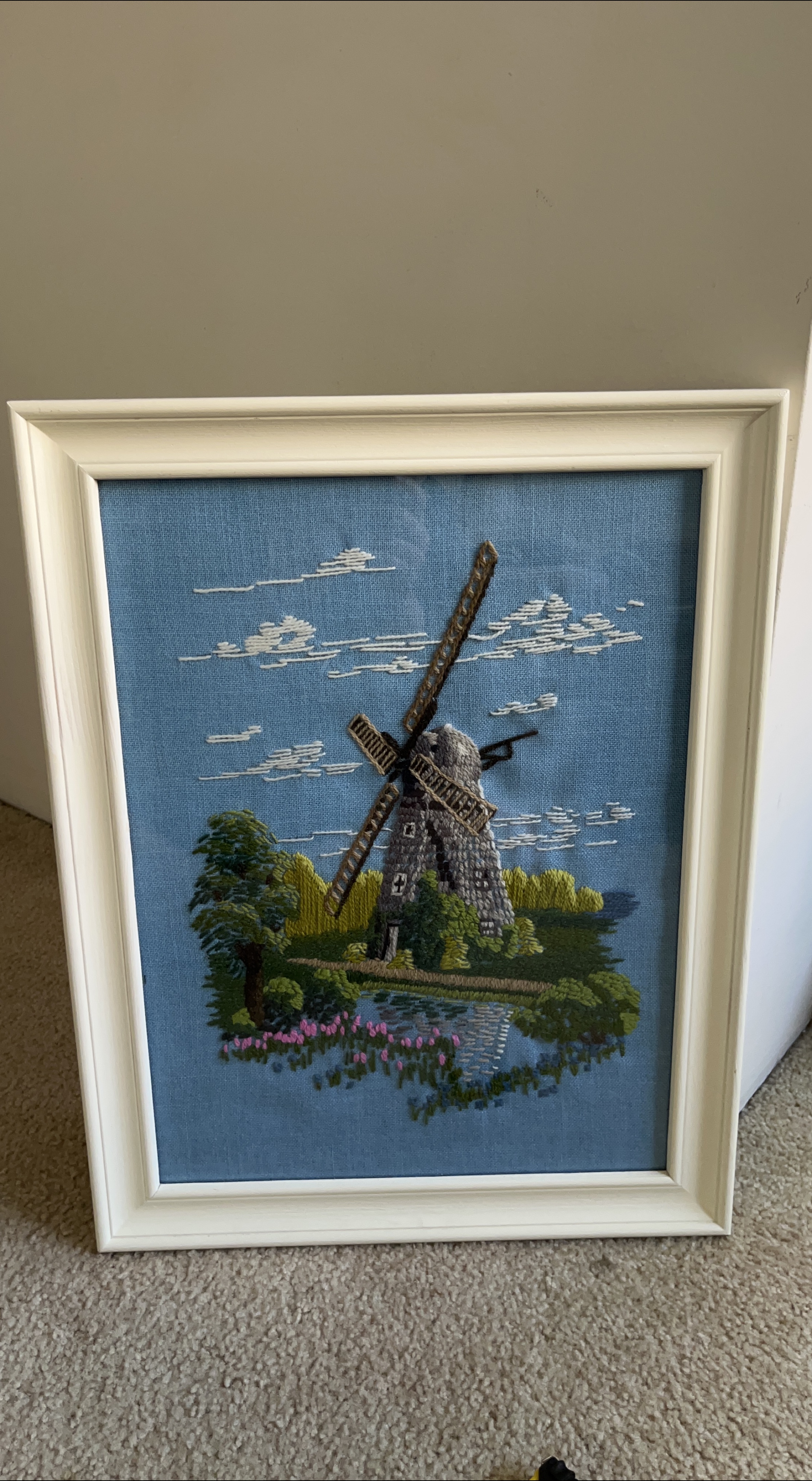 Framed Needlepoint Windmill Picture thumbnail