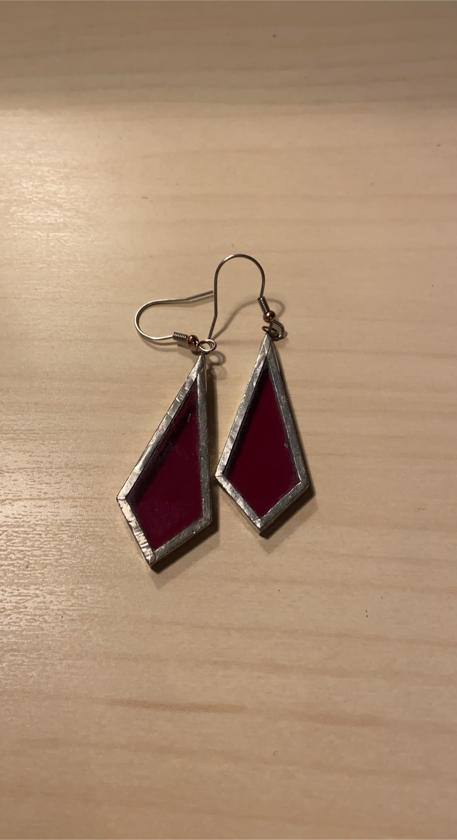 Handmade Red Stained Glass Earrings